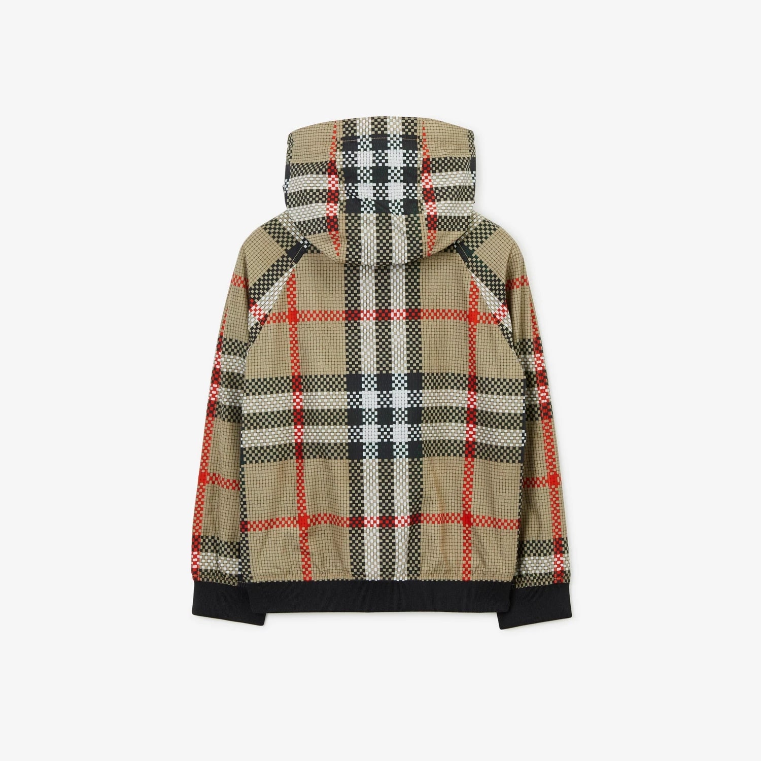 Boys Beige Check Hooded Jacket