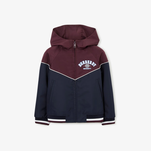 Boys Wine Red Logo Zip-Up Jacket