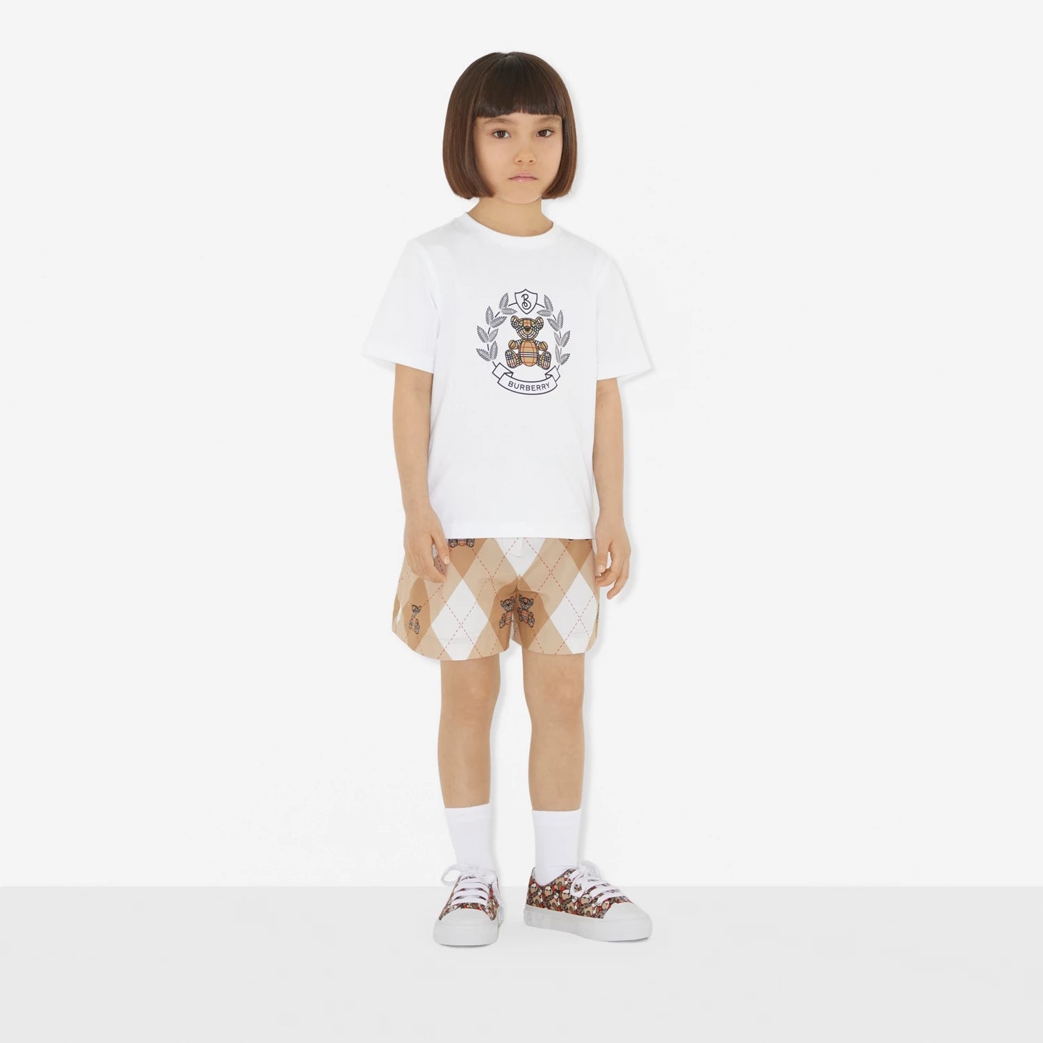 Boys & Girls White Printed Cotton T-Shirt