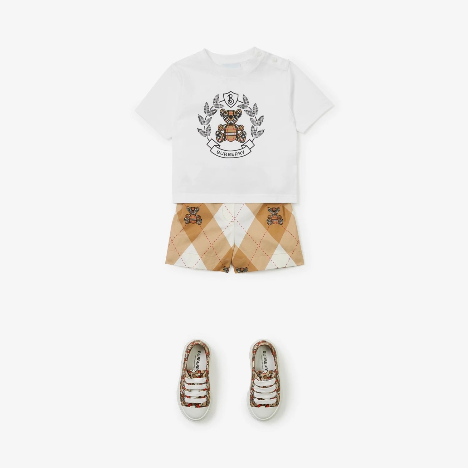 Baby Boys & Girls White Printed Cotton T-Shirt