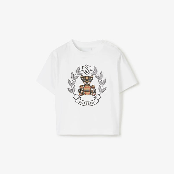 Baby Boys & Girls White Printed Cotton T-Shirt