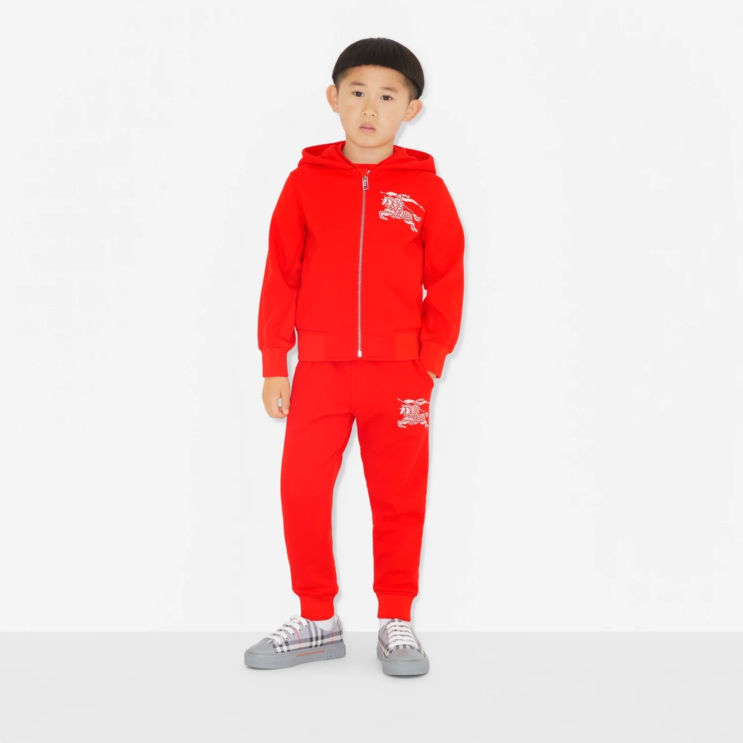 Boys & Girls Red Cotton Zip-Up Top