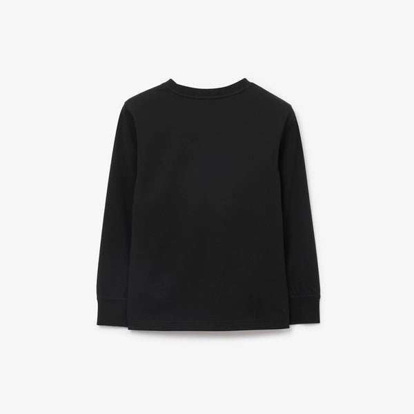 Boys & Girls Black Printed Cotton T-Shirt