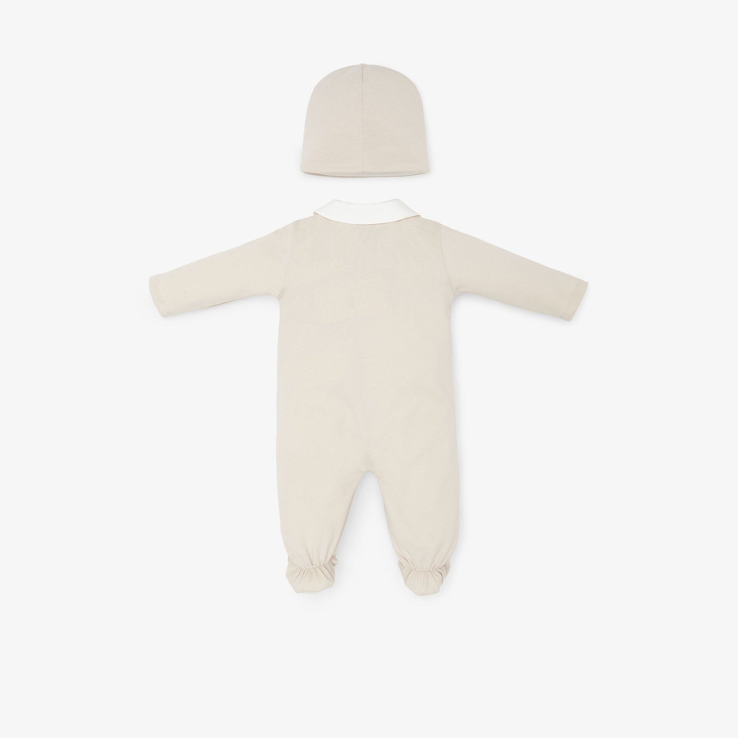 Baby Boys & Girls Beige Printed Cotton Babysuit Set