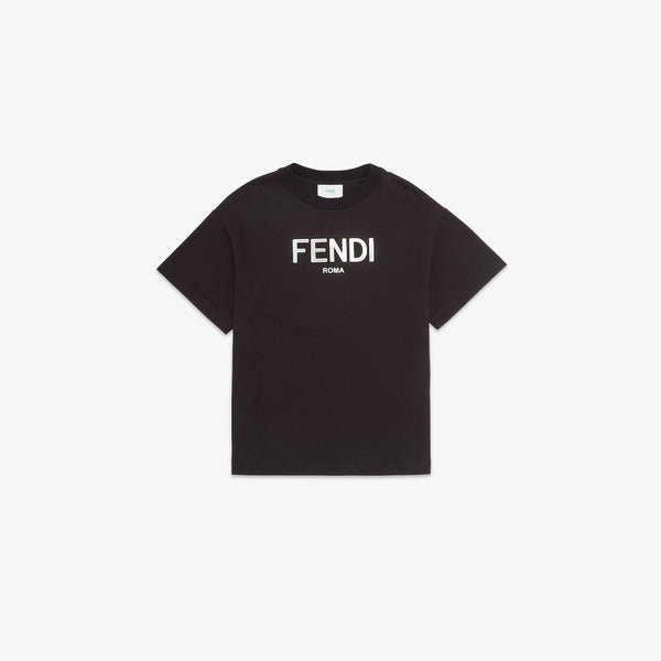 Boys & Girls Black Logo Cotton T-Shirt