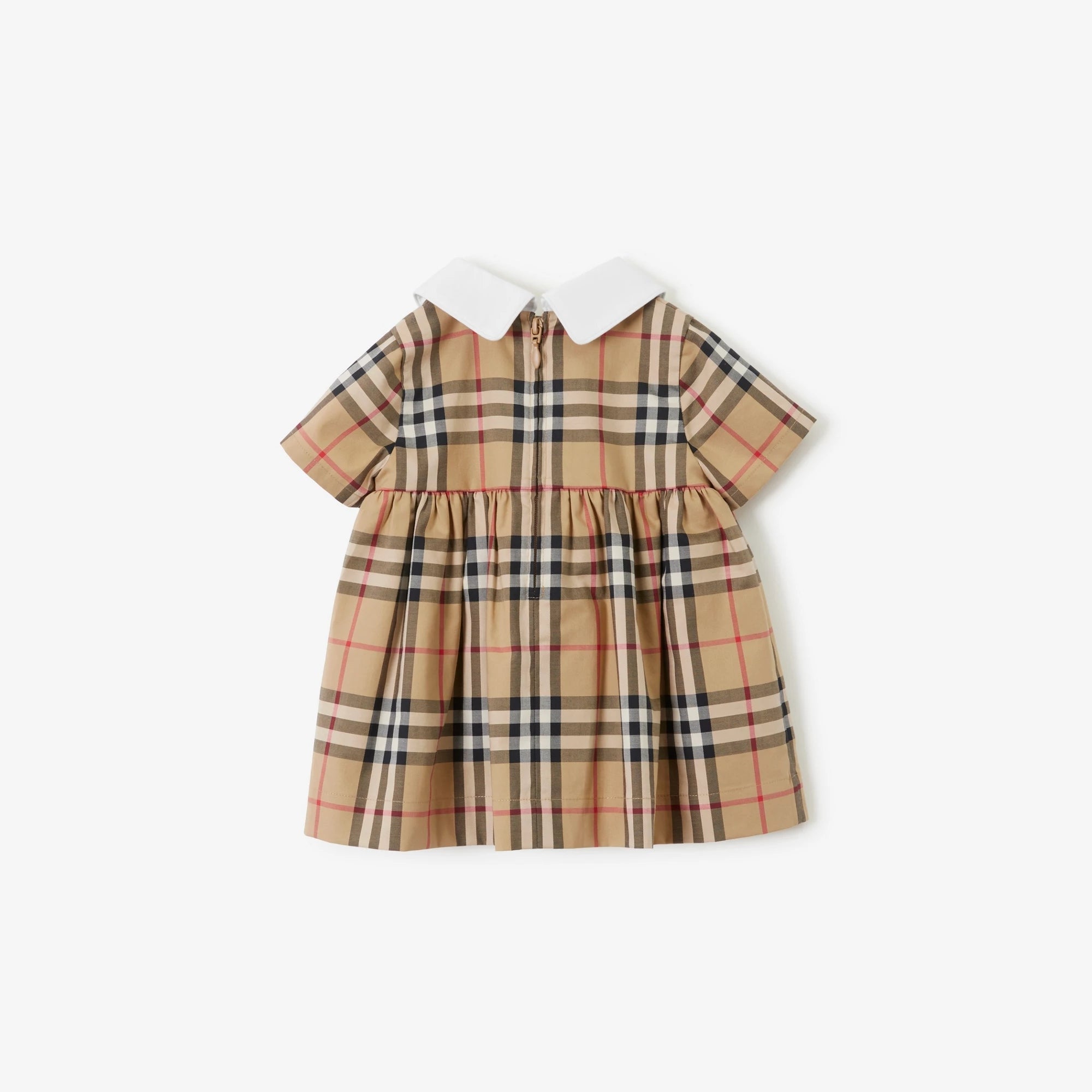 Baby Girls Beige Check Cotton Dress