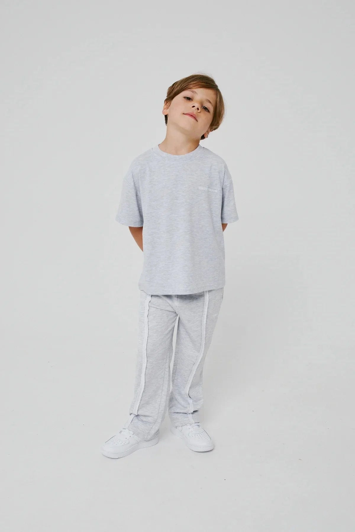 The Couture Club Kids Raw Seam Members Only Joggers in Grey