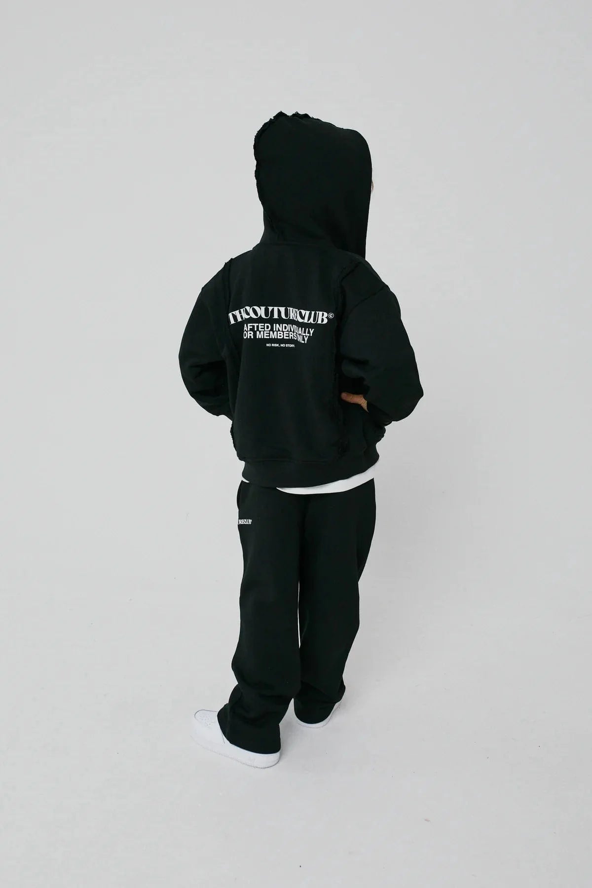 The Couture Club Kids Raw Seam Members Only Zip Up in Black