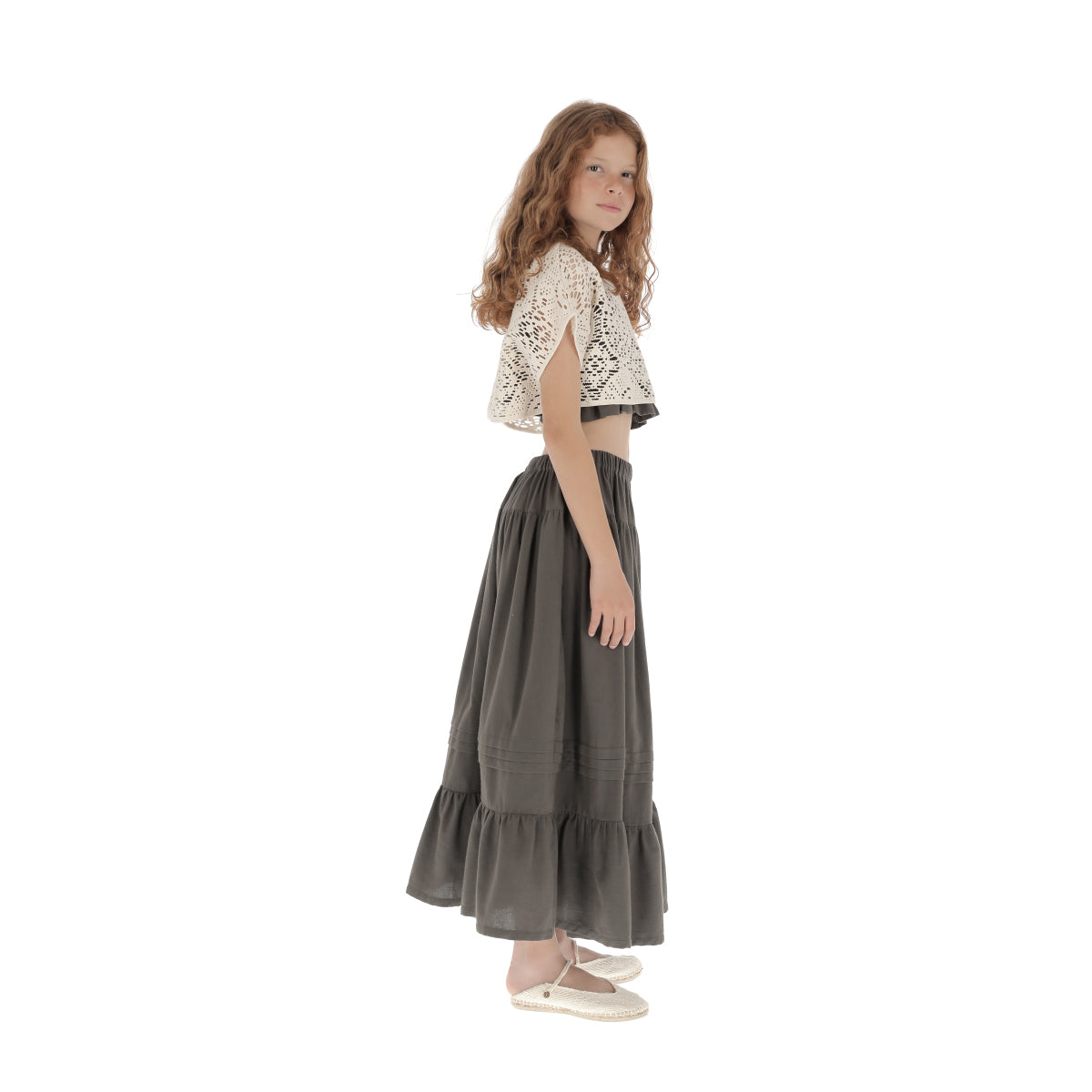 Girls Dark Grey Cotton Skirt