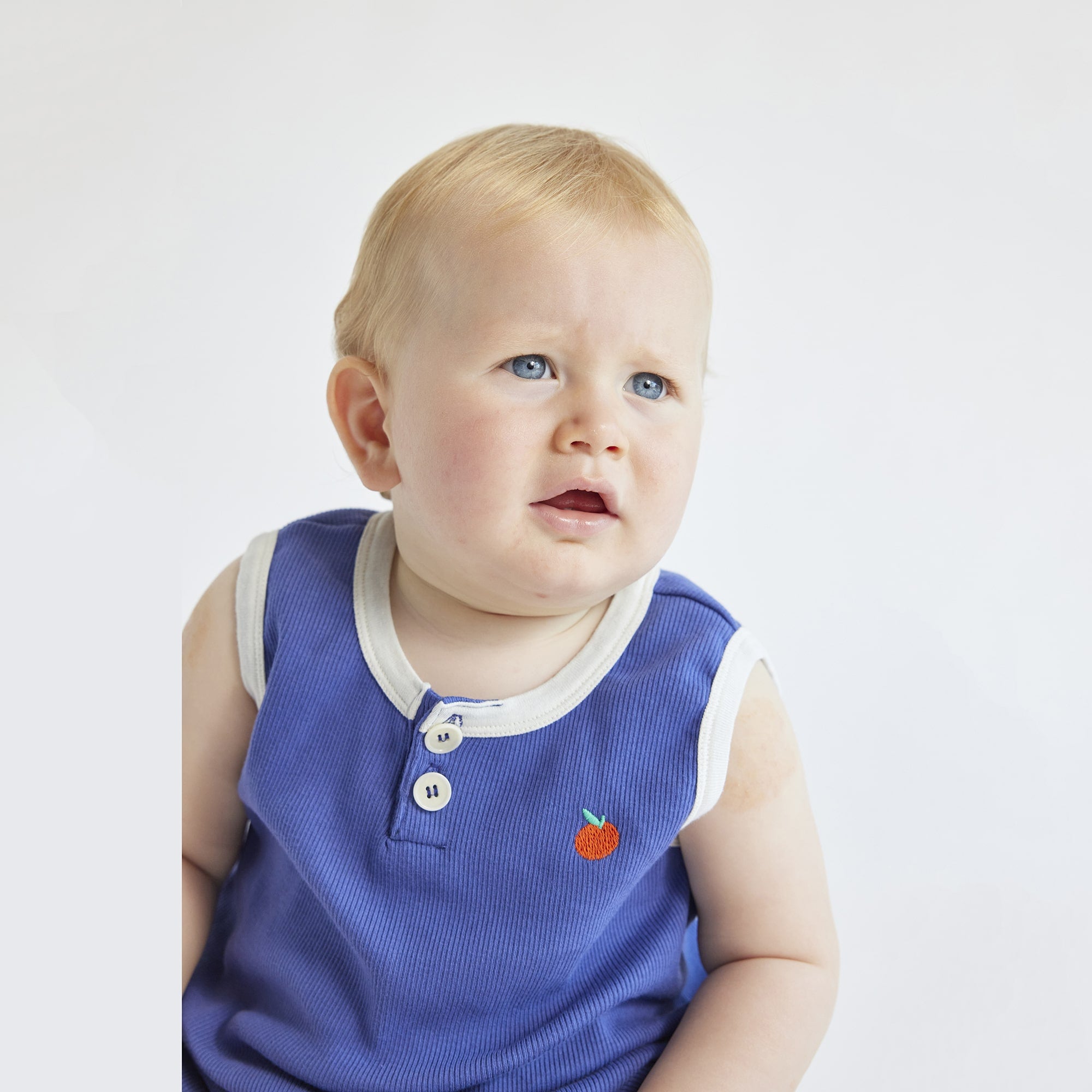 Baby Boys & Girls Blue Cotton Babysuit