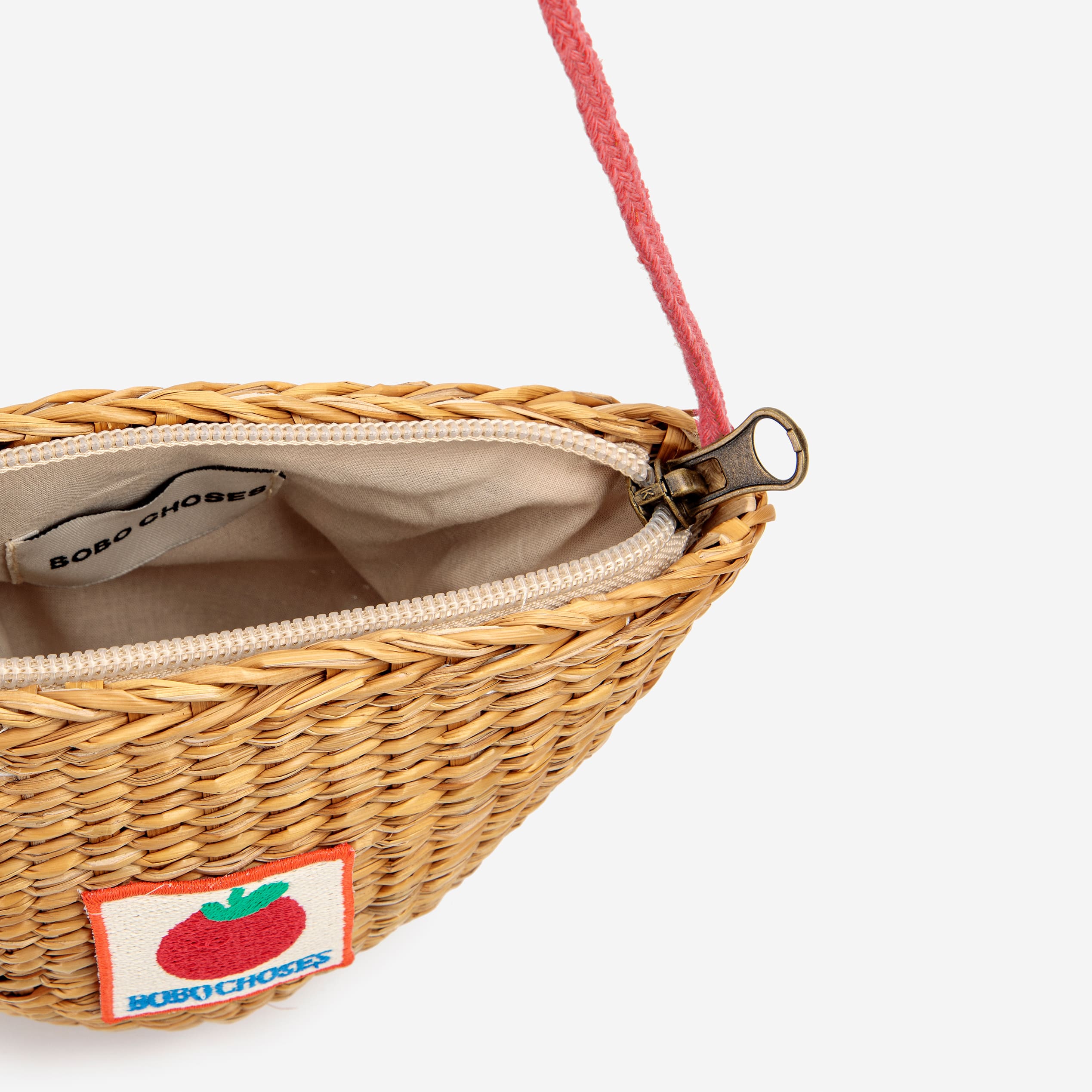 Girls Beige Woven Straw Shoulder Bag