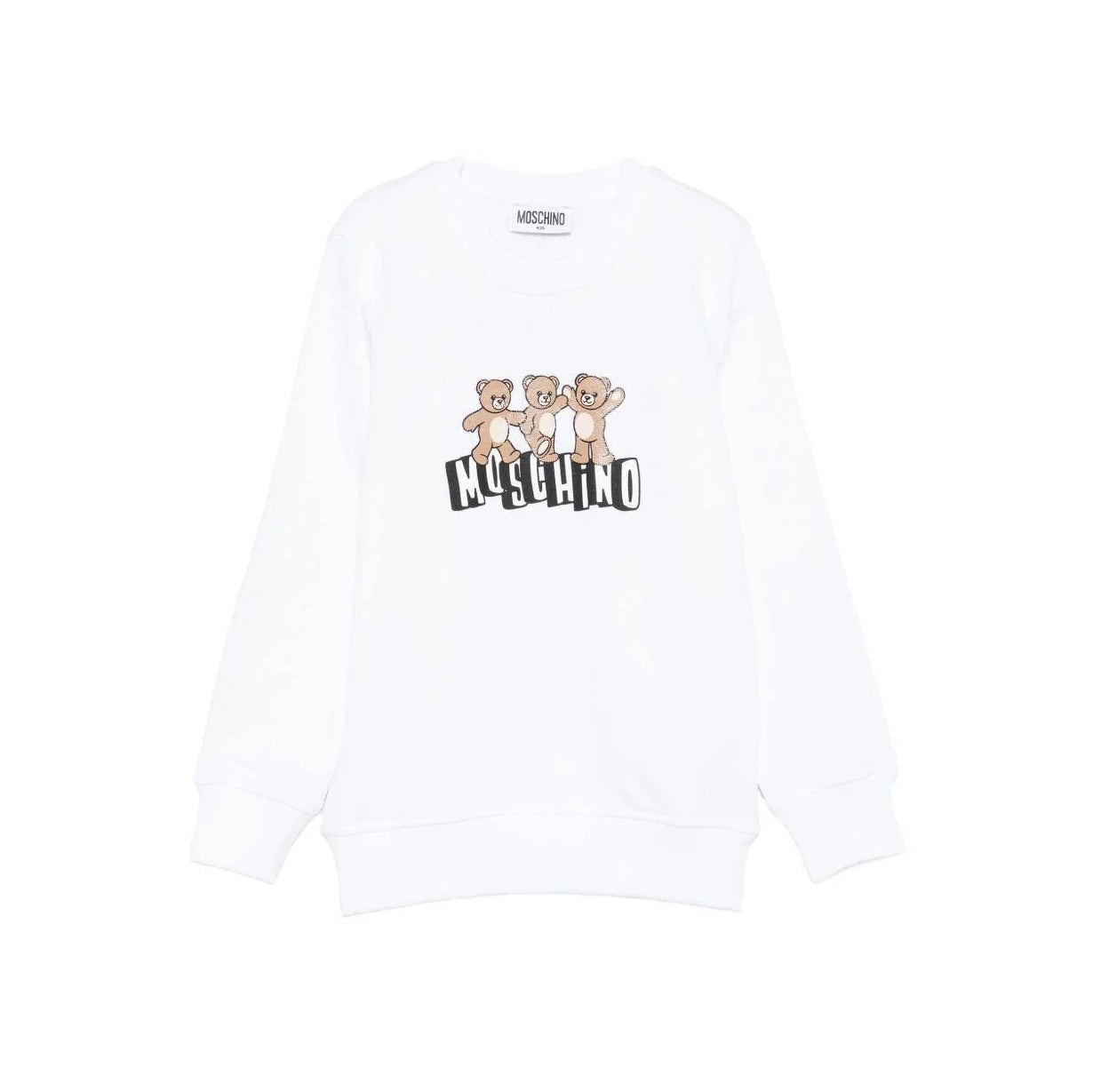 Boys & Girls White Bear Printed Cotton Sweatshirt