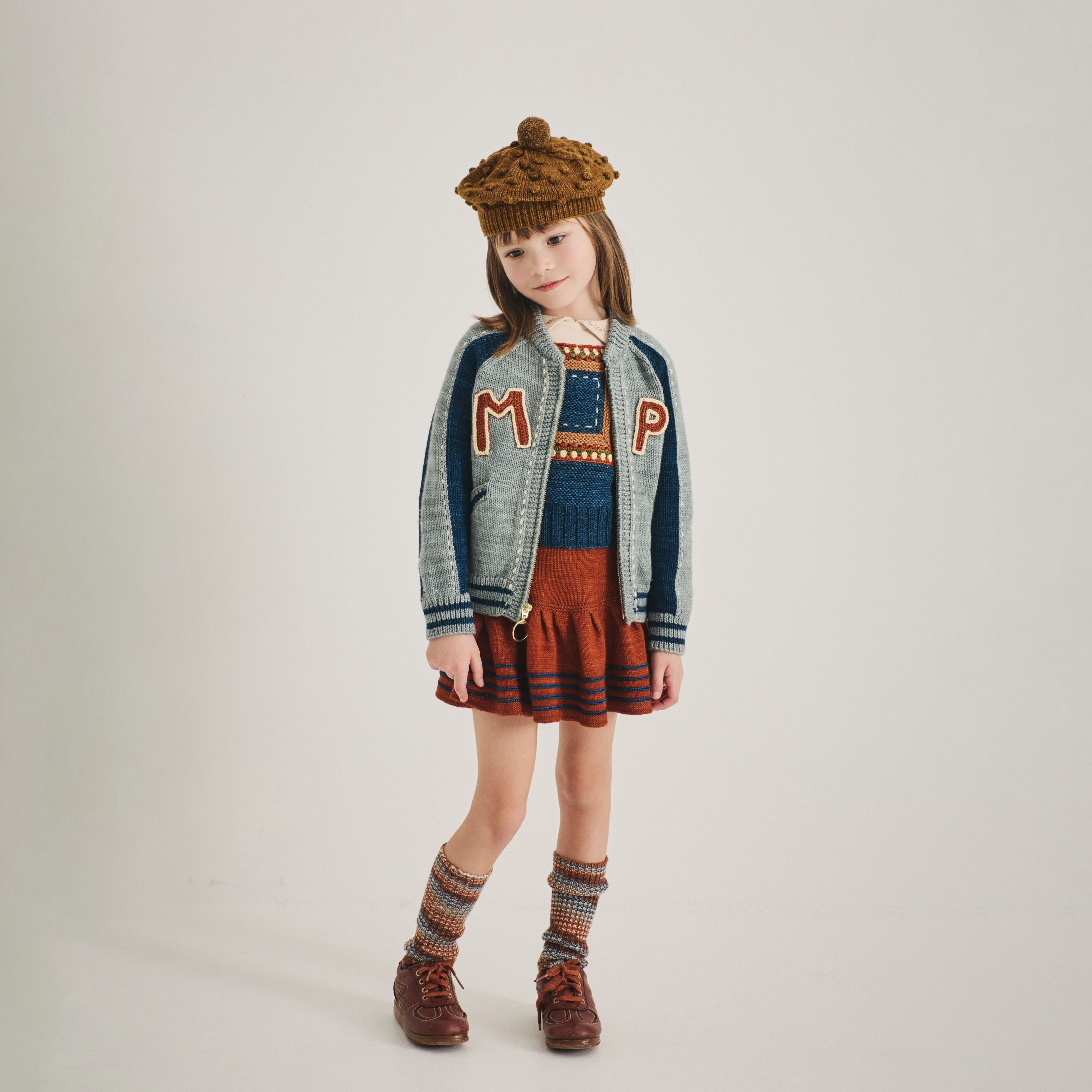 Girls Caramel Wool Skirt