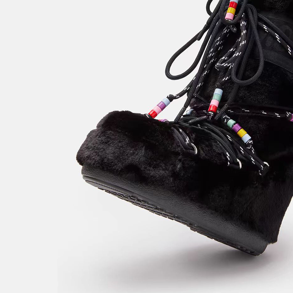 Women Black "ICON FAUX FUR" Boots