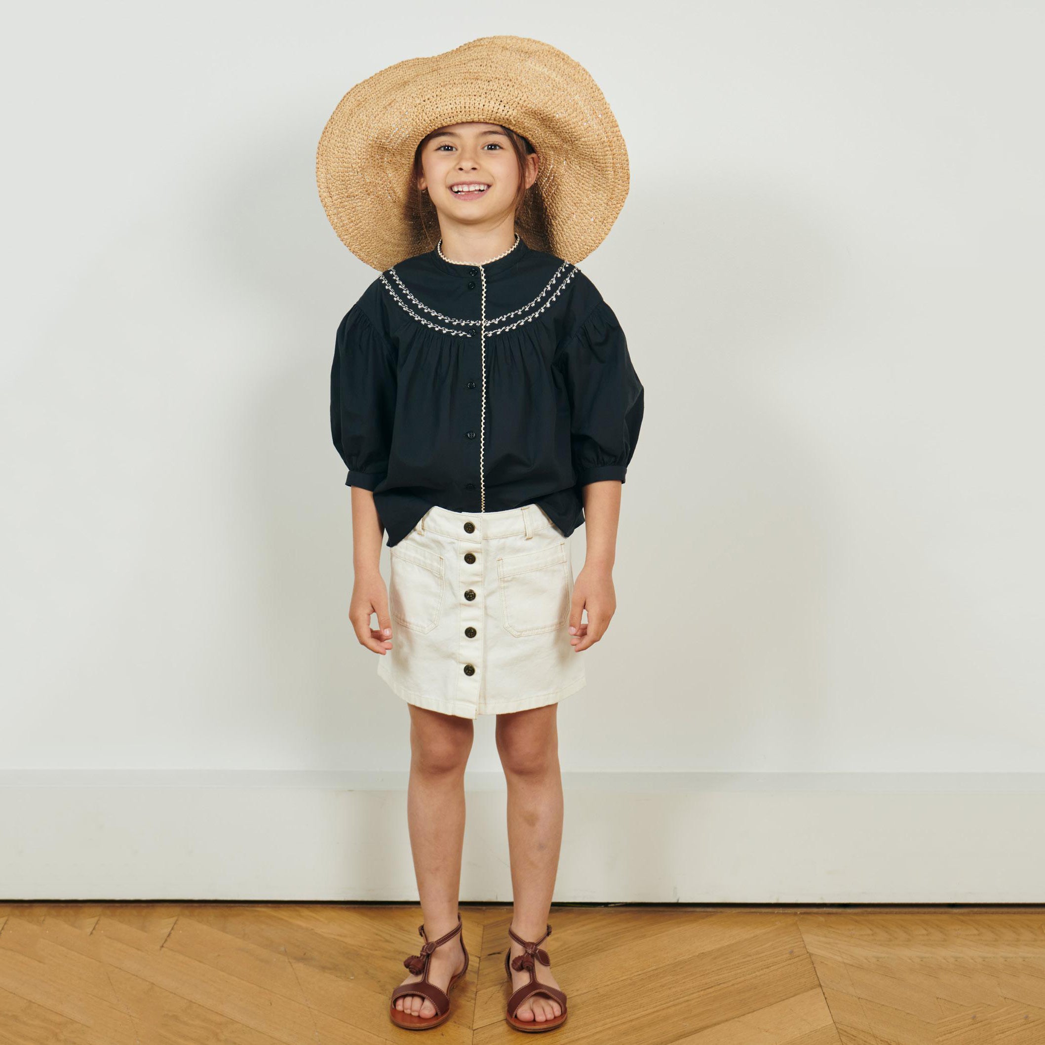 Girls Beige Raffia Sun Hat