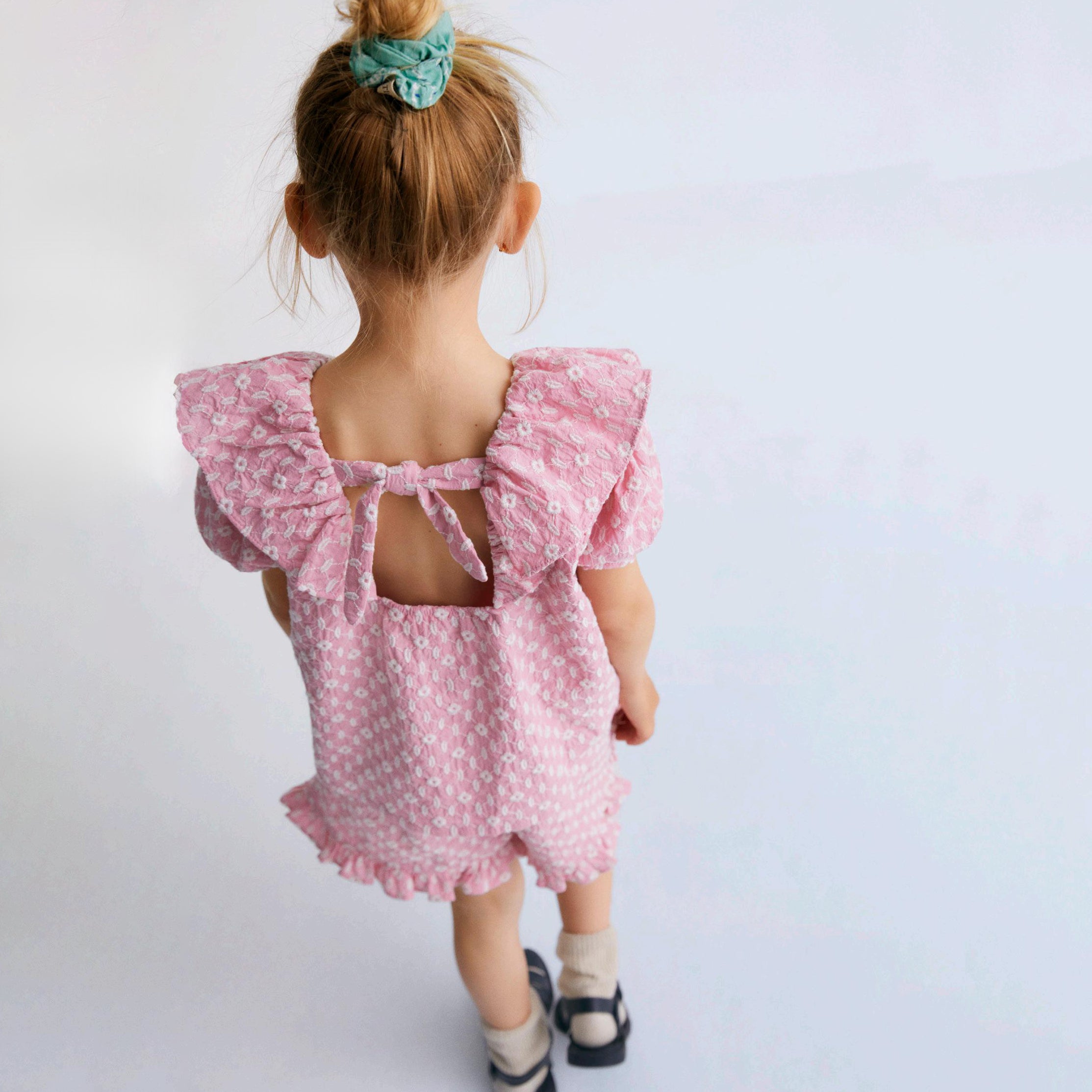 Girls Pink Floral Cotton Shorts