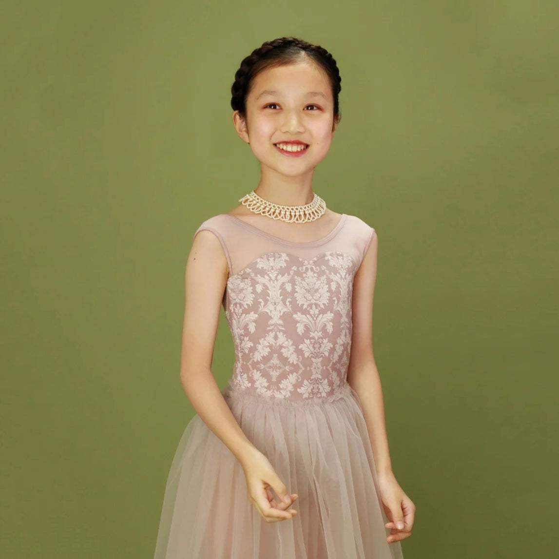 Girls Dark Pink"Victorian cats Milk tea"Ballet Onesies(178561418HL/Plie/Moss pink)