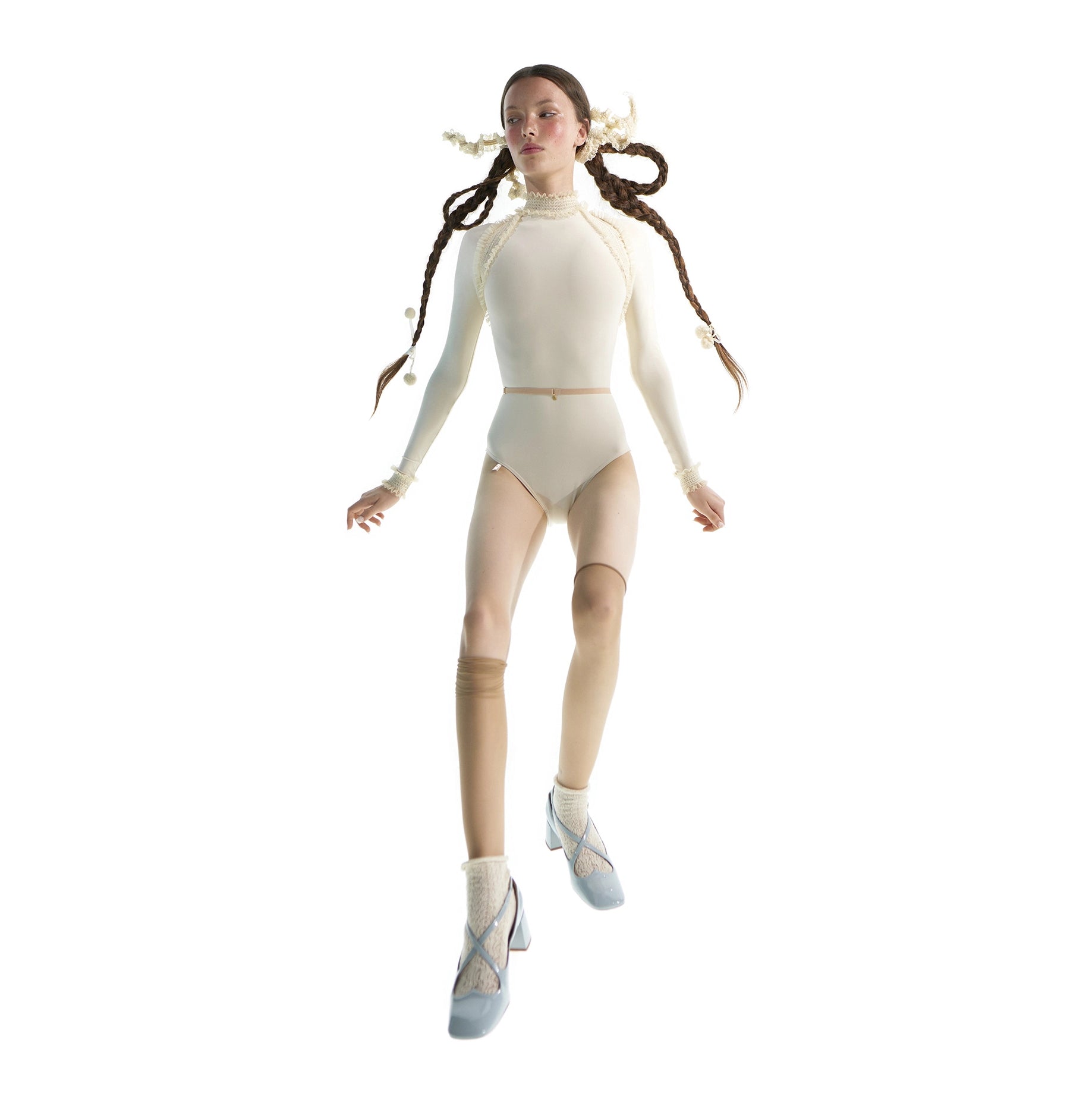 Girls White "JUNIOR ELEANOR" Backless Ballet Onesies(J181LE31VL/edelw)