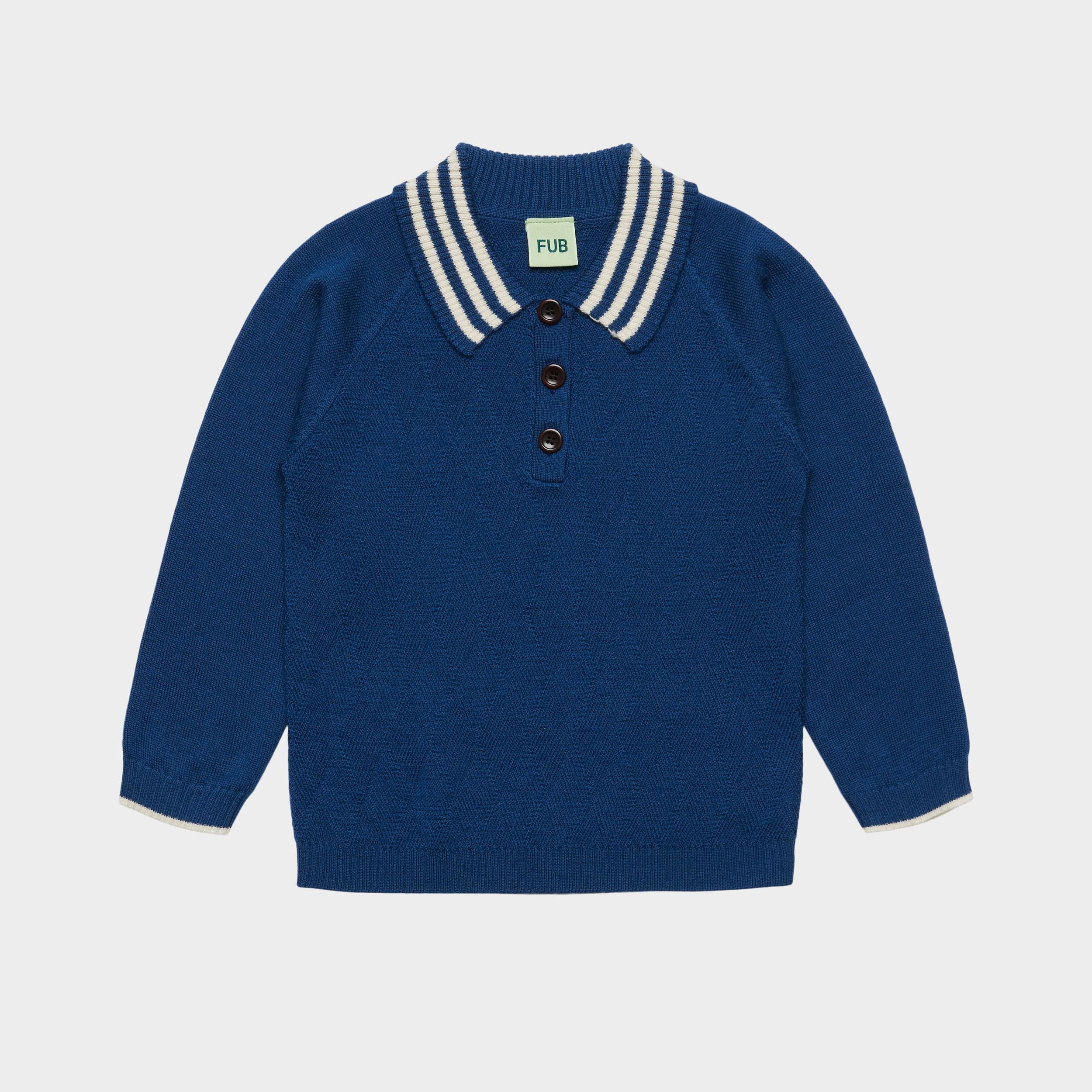 Boys & Girls Dark Blue Wool Polo Shirt