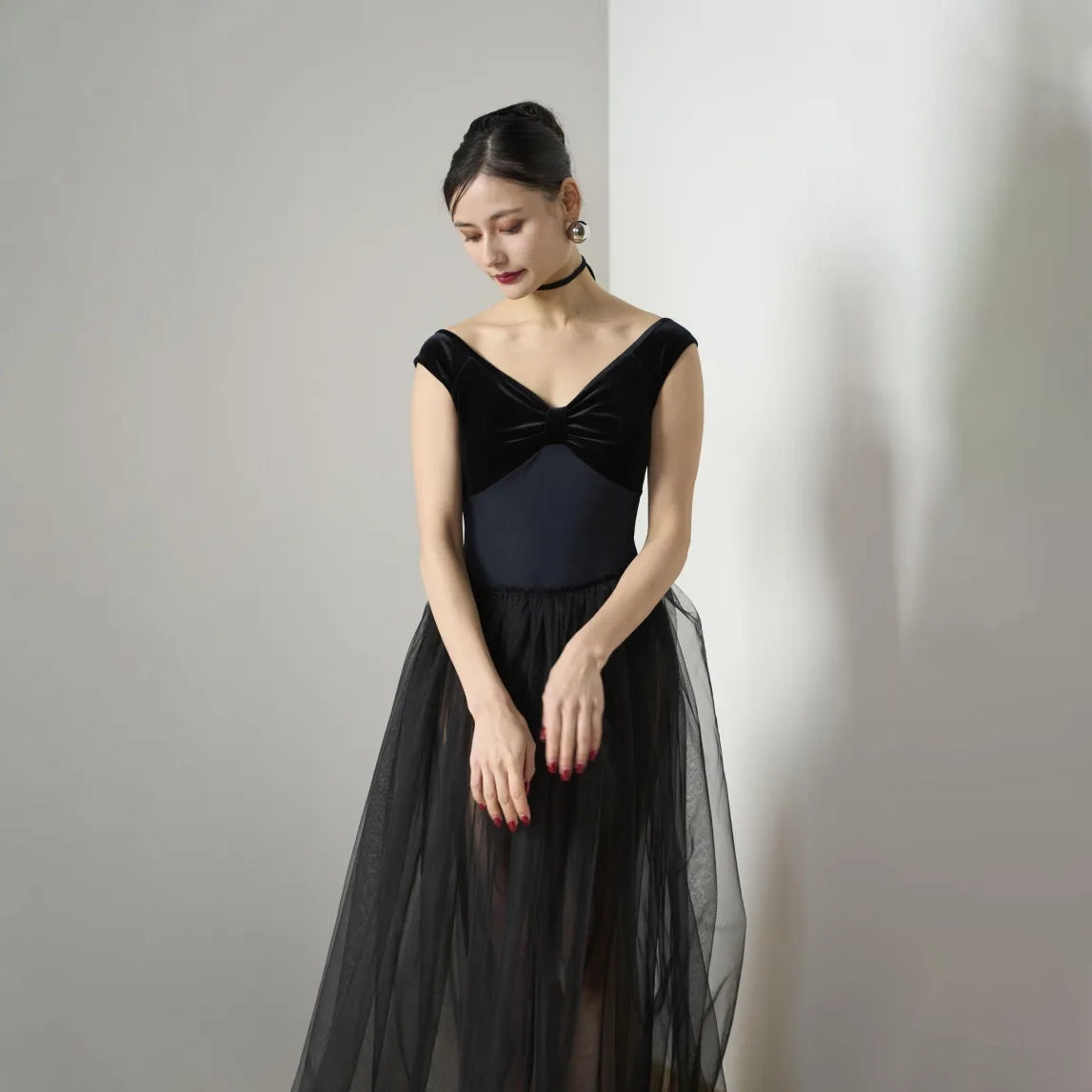 Women Black Velvet Ballet Onesies(191470337/Promenade/Velvet Noir)