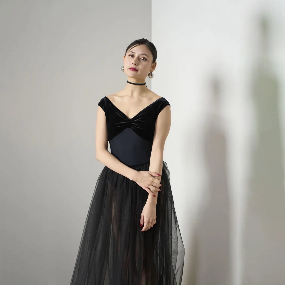 Women Black Velvet Ballet Onesies(191470337/Promenade/Velvet Noir)