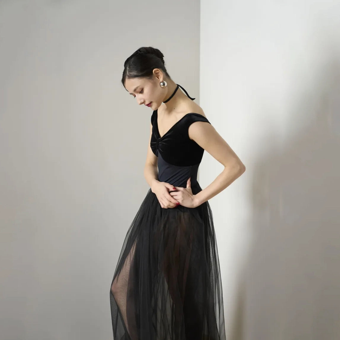 Women Black Velvet Ballet Onesies(191470337/Promenade/Velvet Noir)