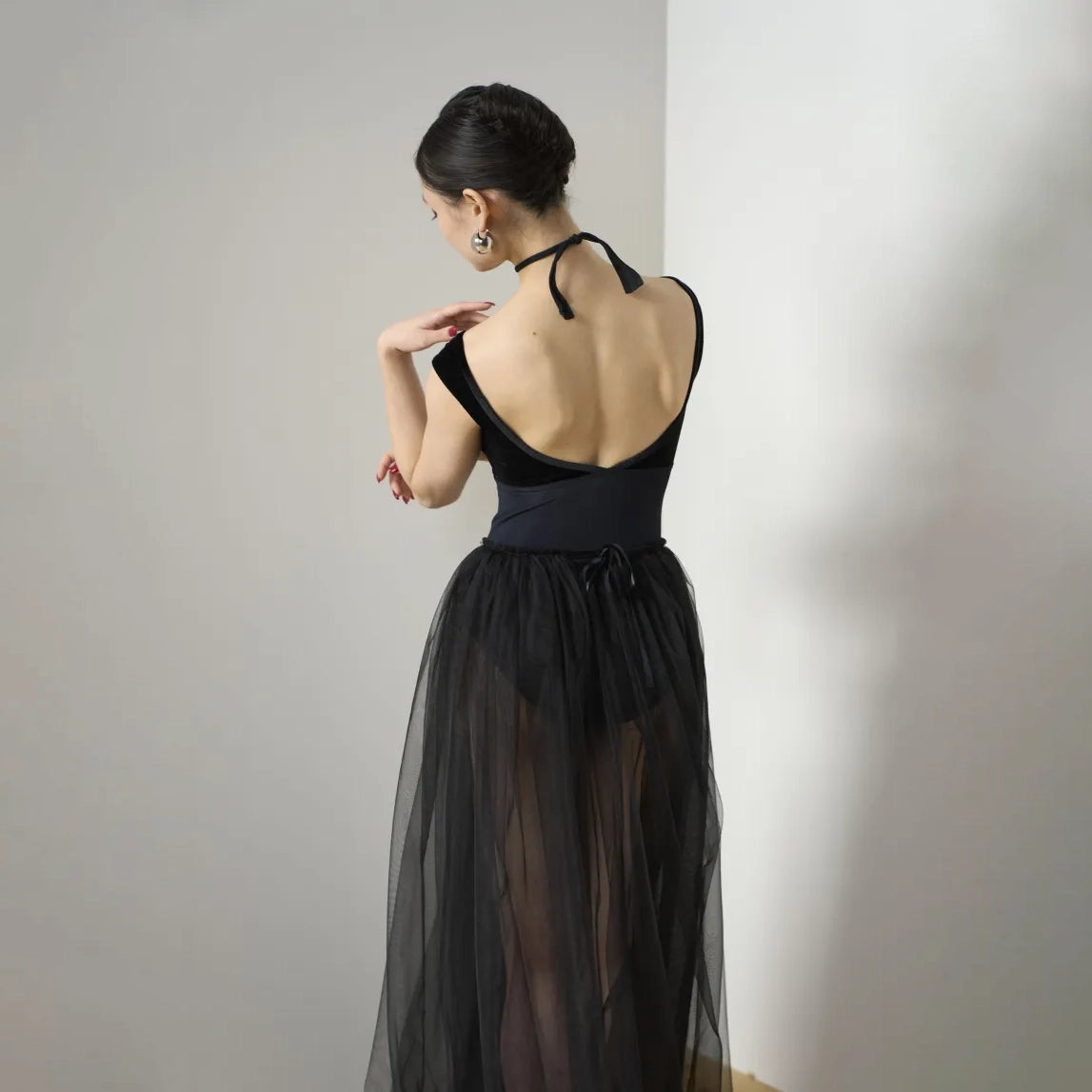 Women Black Velvet Ballet Onesies(191470337/Promenade/Velvet Noir)