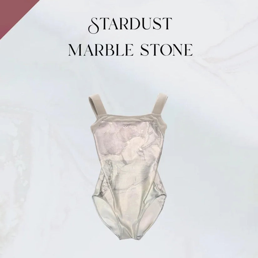 Girls Grey "Stardust marble stone" Ballet Onesies(191540385HL/Pique/White)