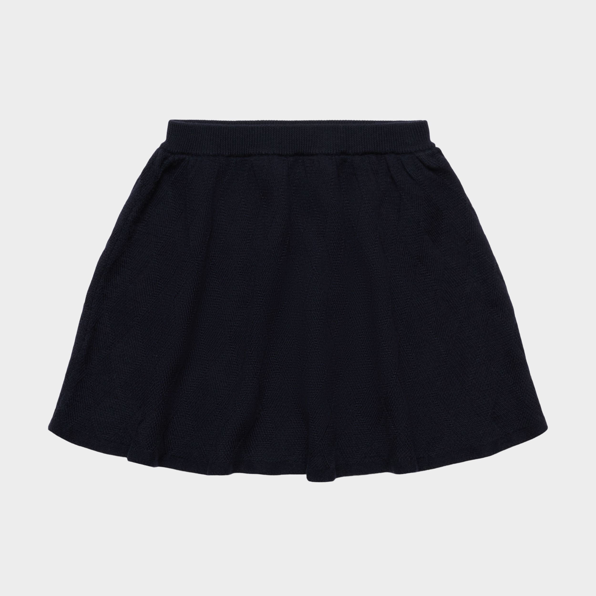Girls Dark Navy Diamond Pattern Wool Skirt