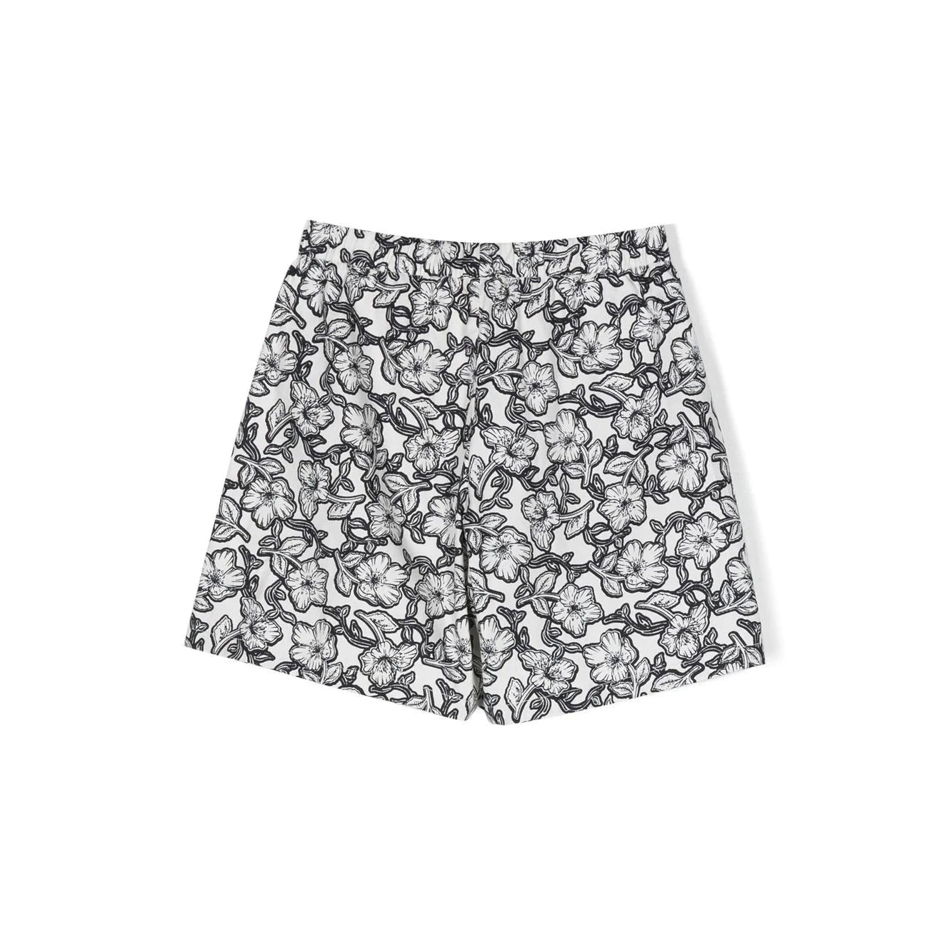 Boys Black Printed Cotton Shorts