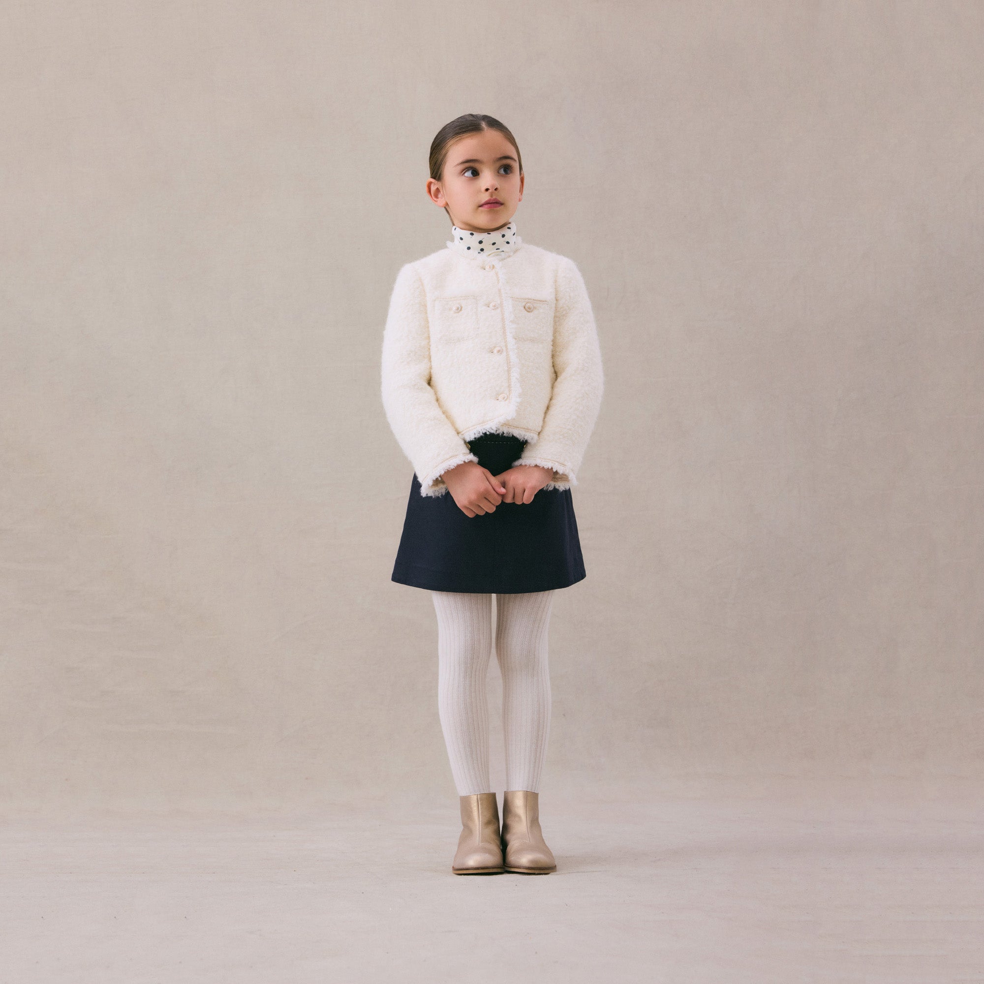 Girls Ivory Wool Jacket