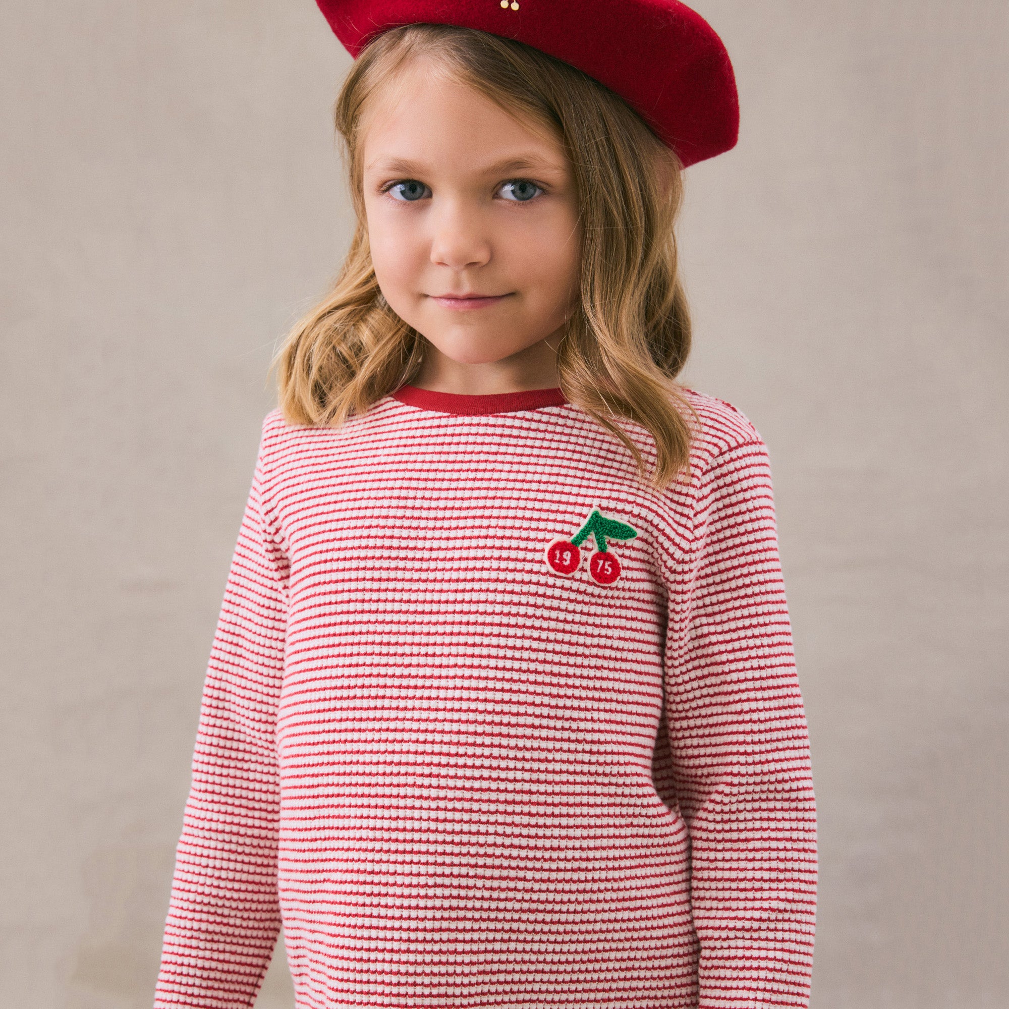 Girls Red Stripes Cotton T-Shirt