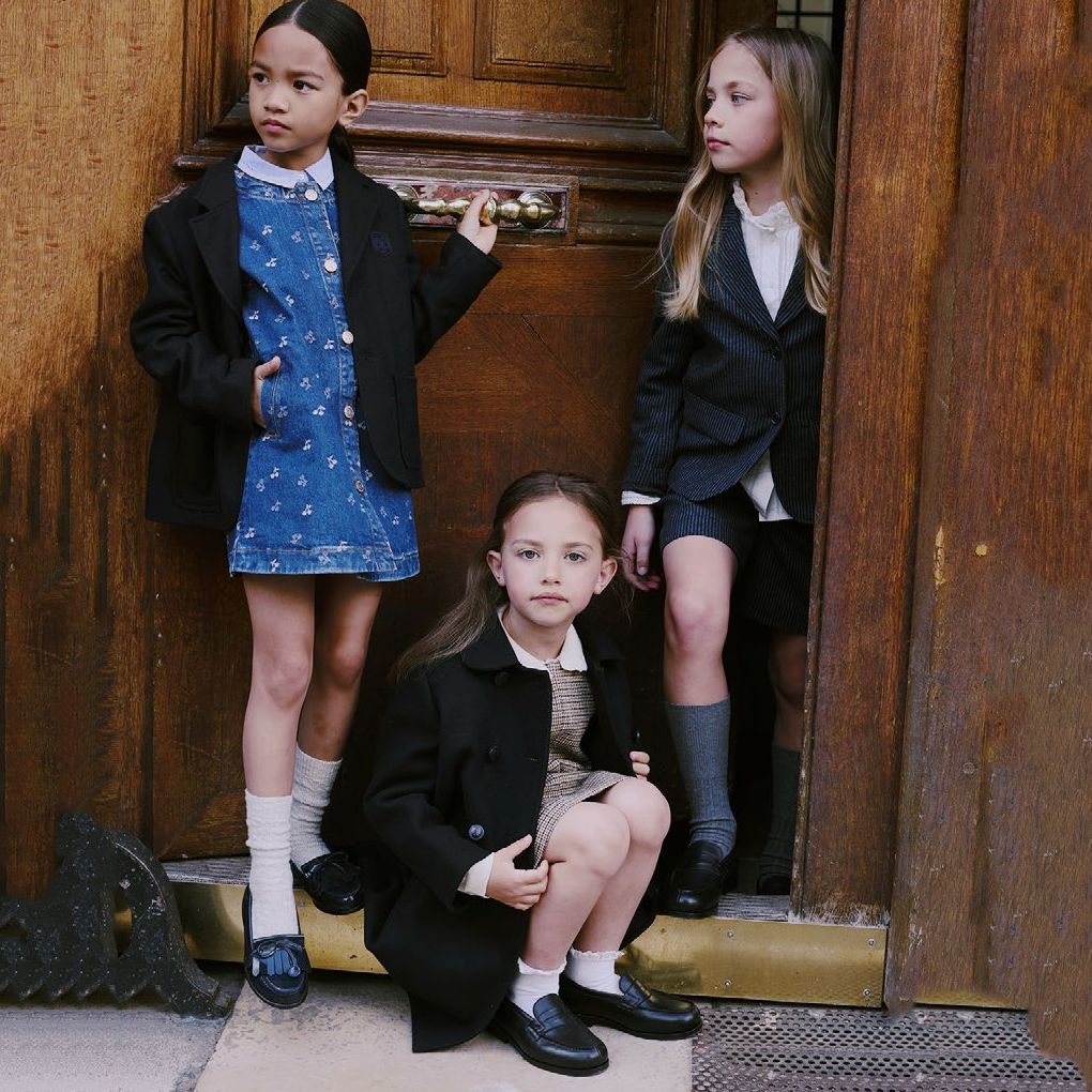 Girls Dark Blue Stripes Wool Shorts