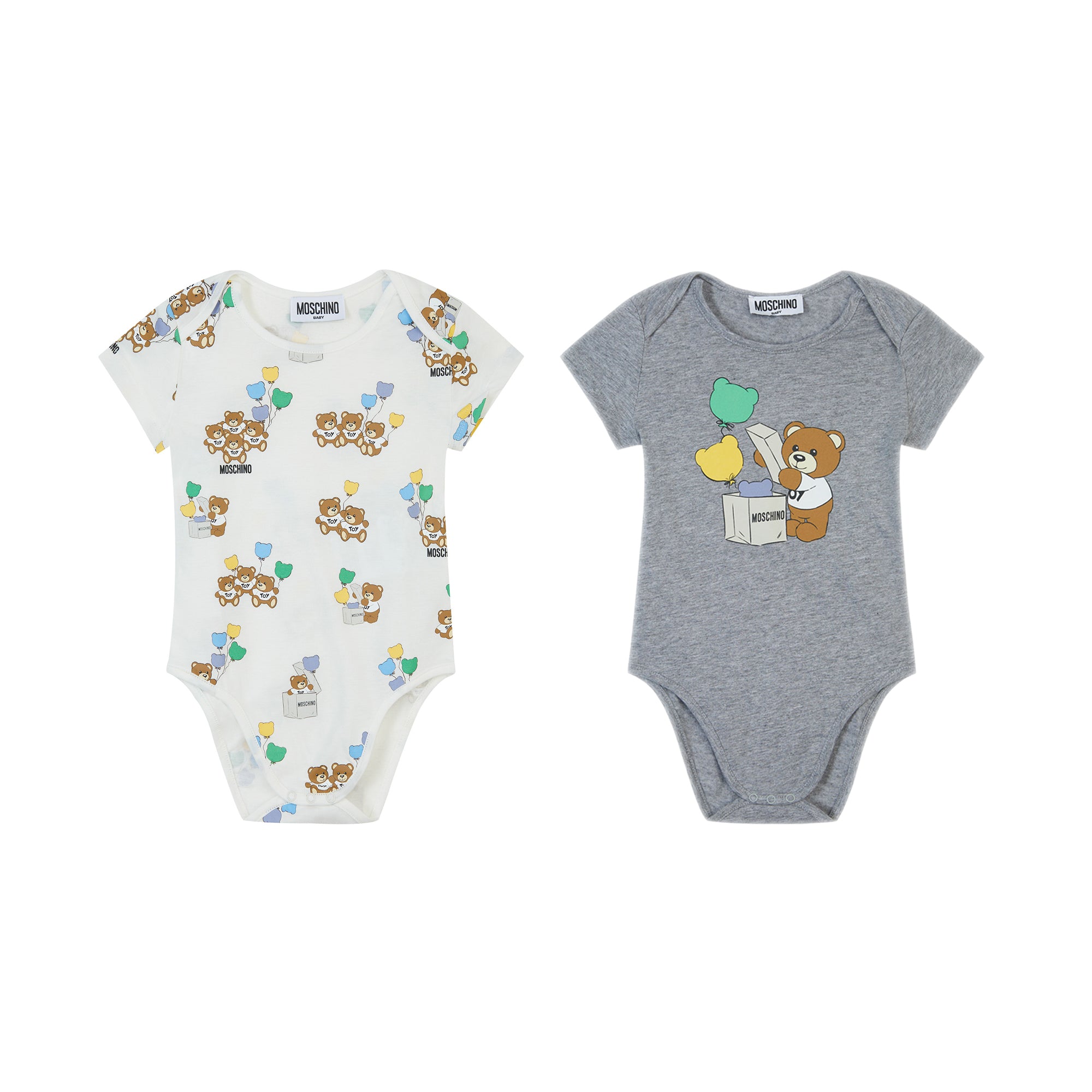 Baby Boys & Girls White Printed Cotton Babysuit Set