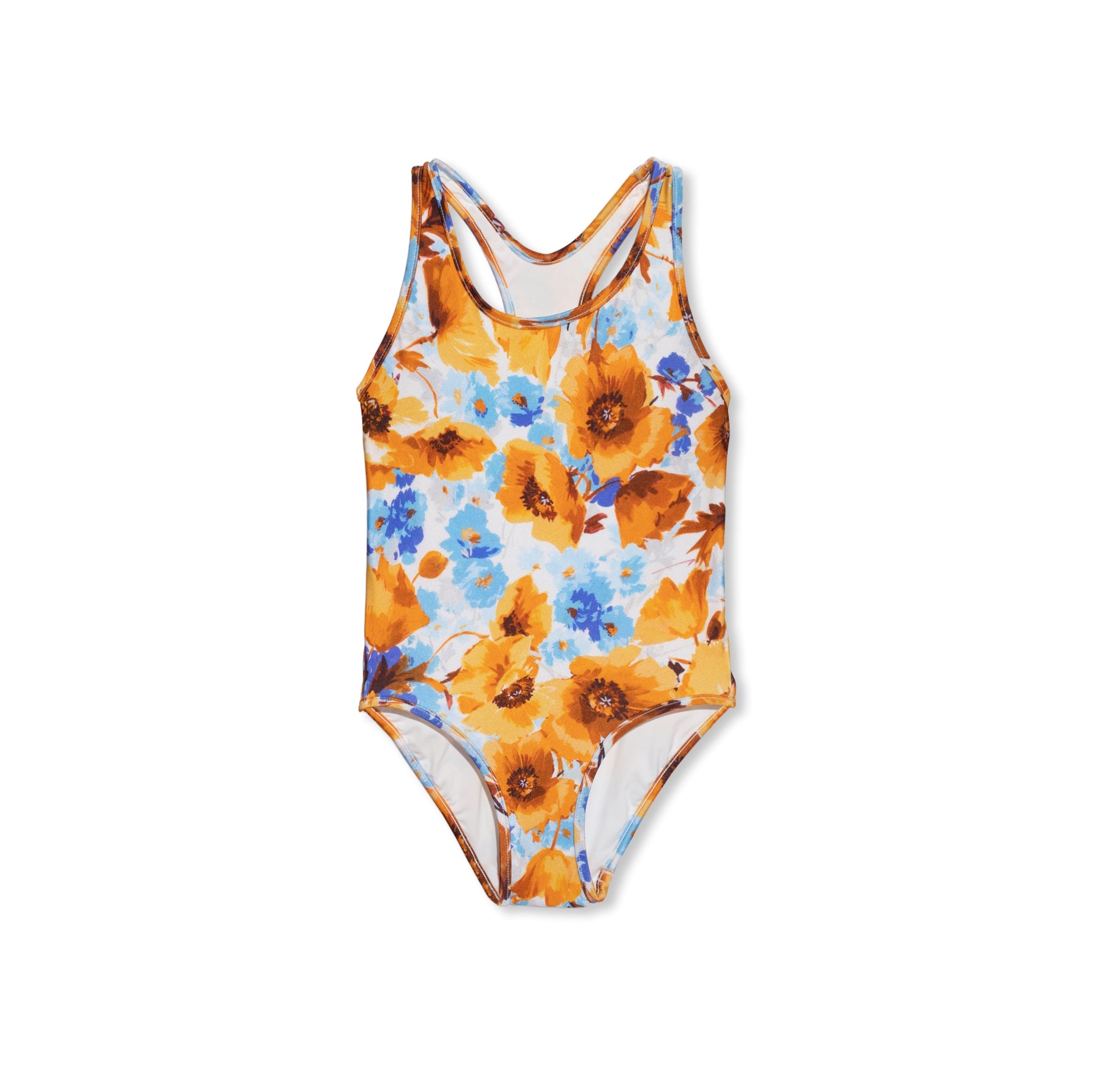 Girls Yellow Flower Swimsuit