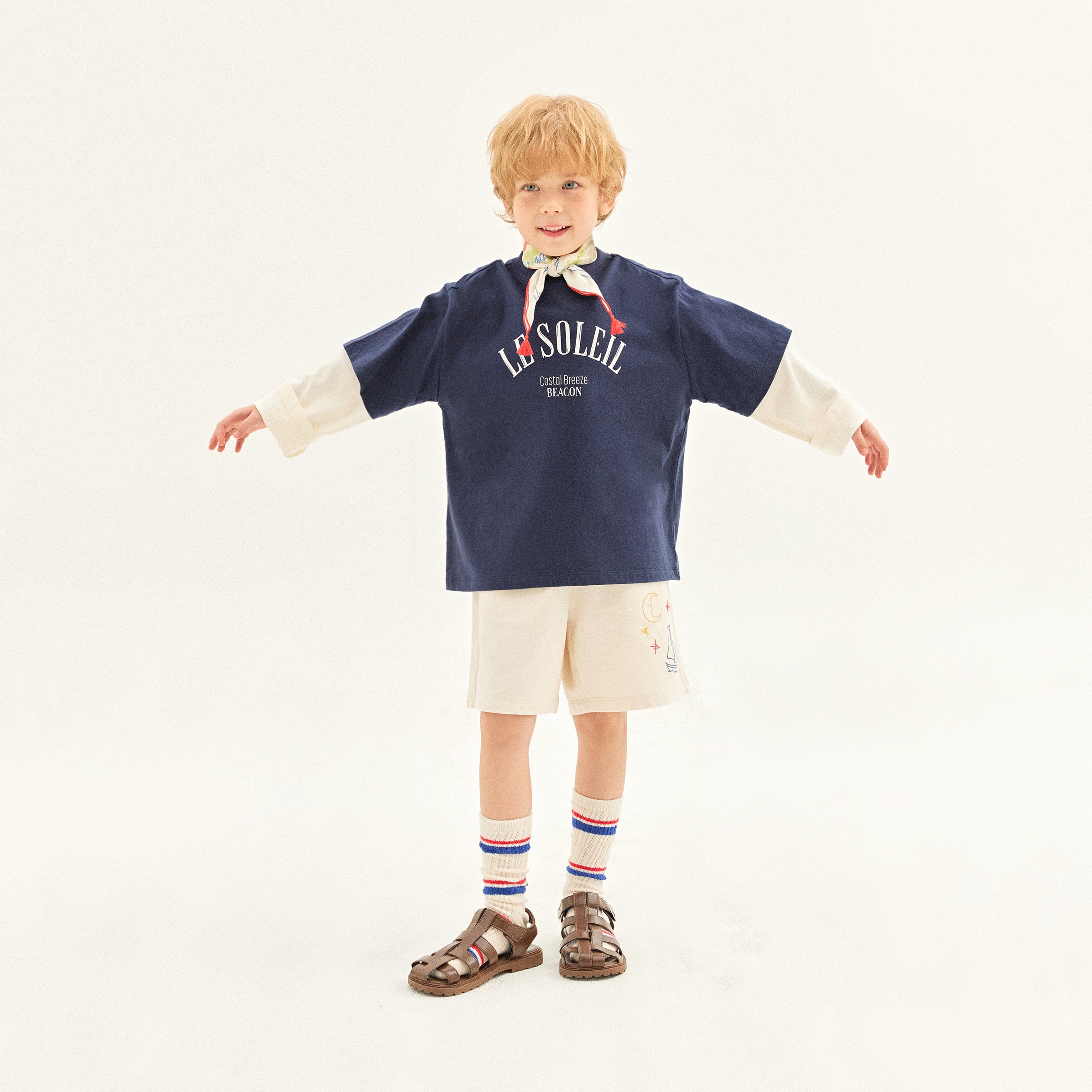 Boys & Girls Navy Logo Cotton T-Shirt