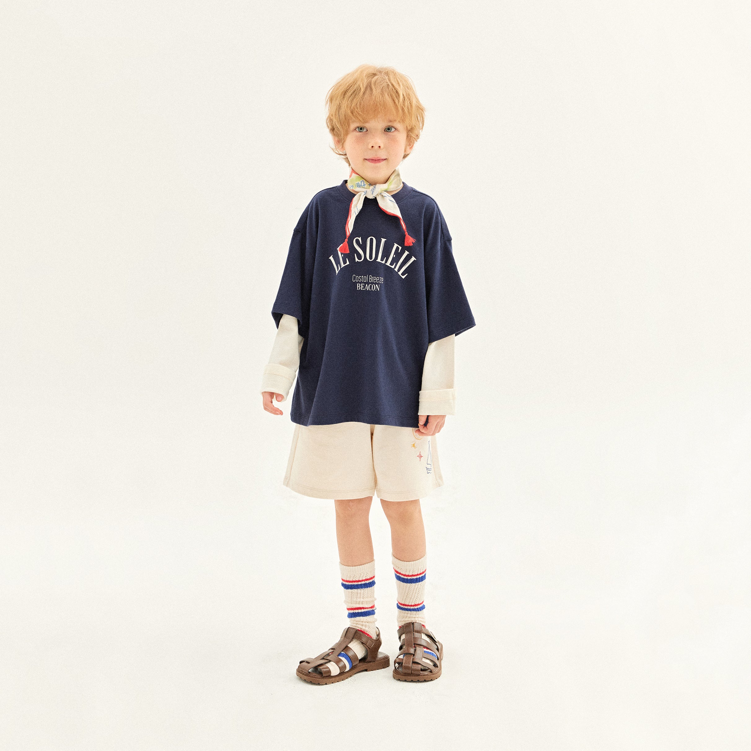 Boys & Girls Navy Logo Cotton T-Shirt