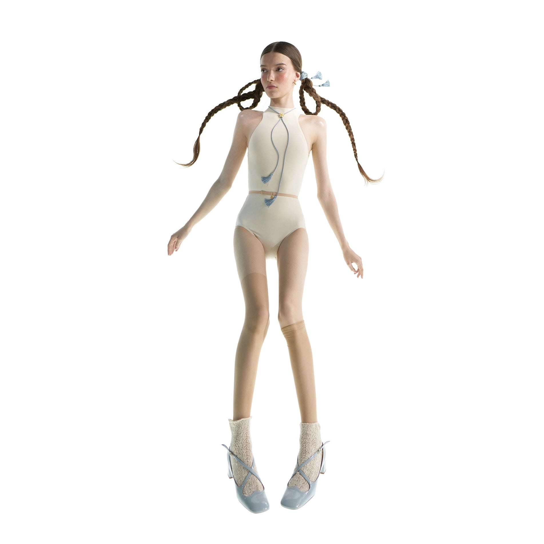 Women White'CHOKER'Ballet Onesies(201LE20VL/edelweiss)