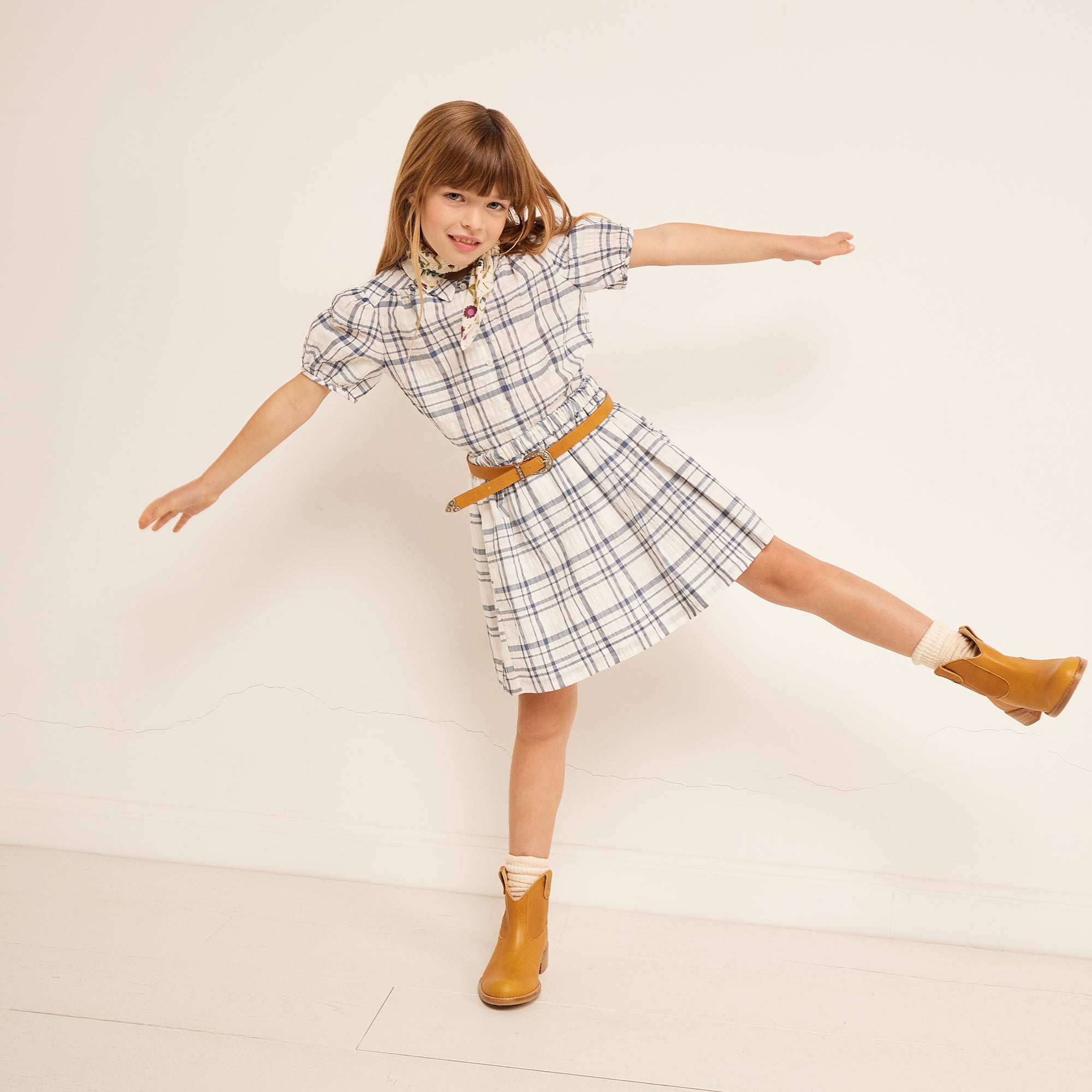 Girls Blue Check Skirt