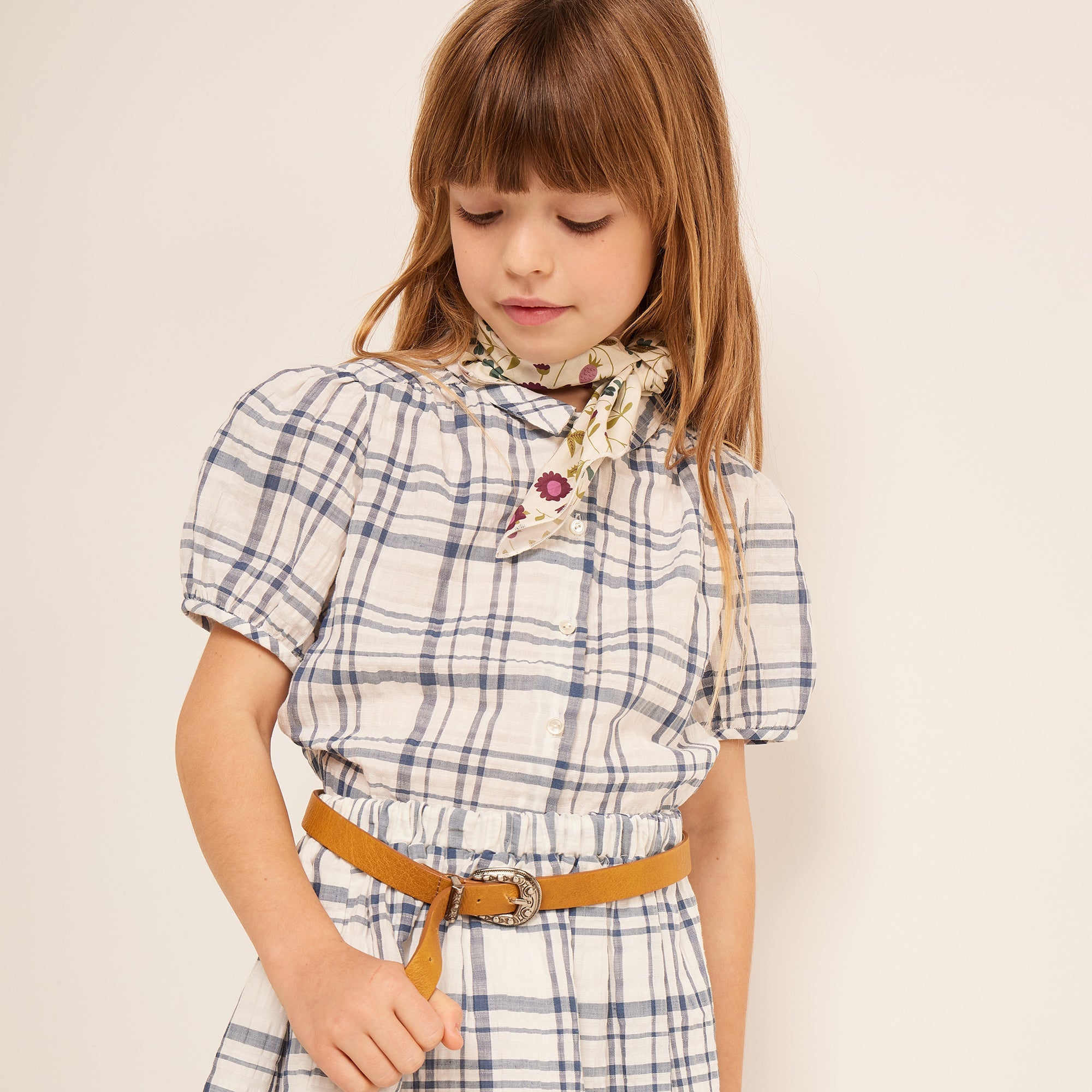 Girls Blue Check Shirt