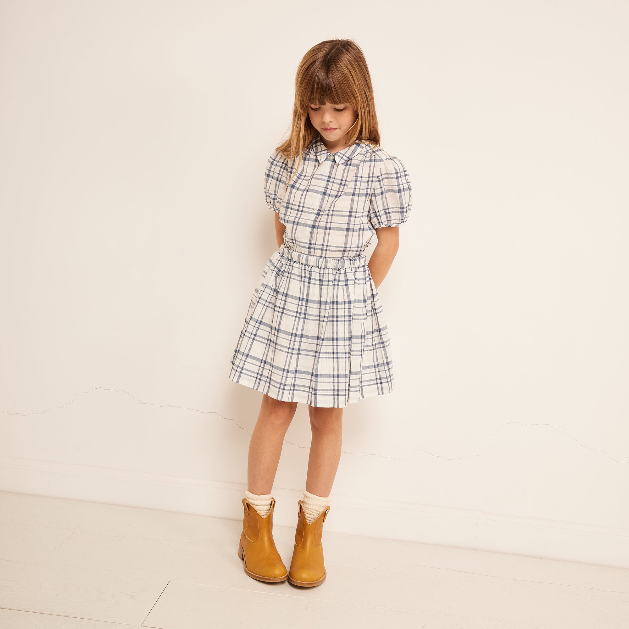 Girls Blue Check Shirt