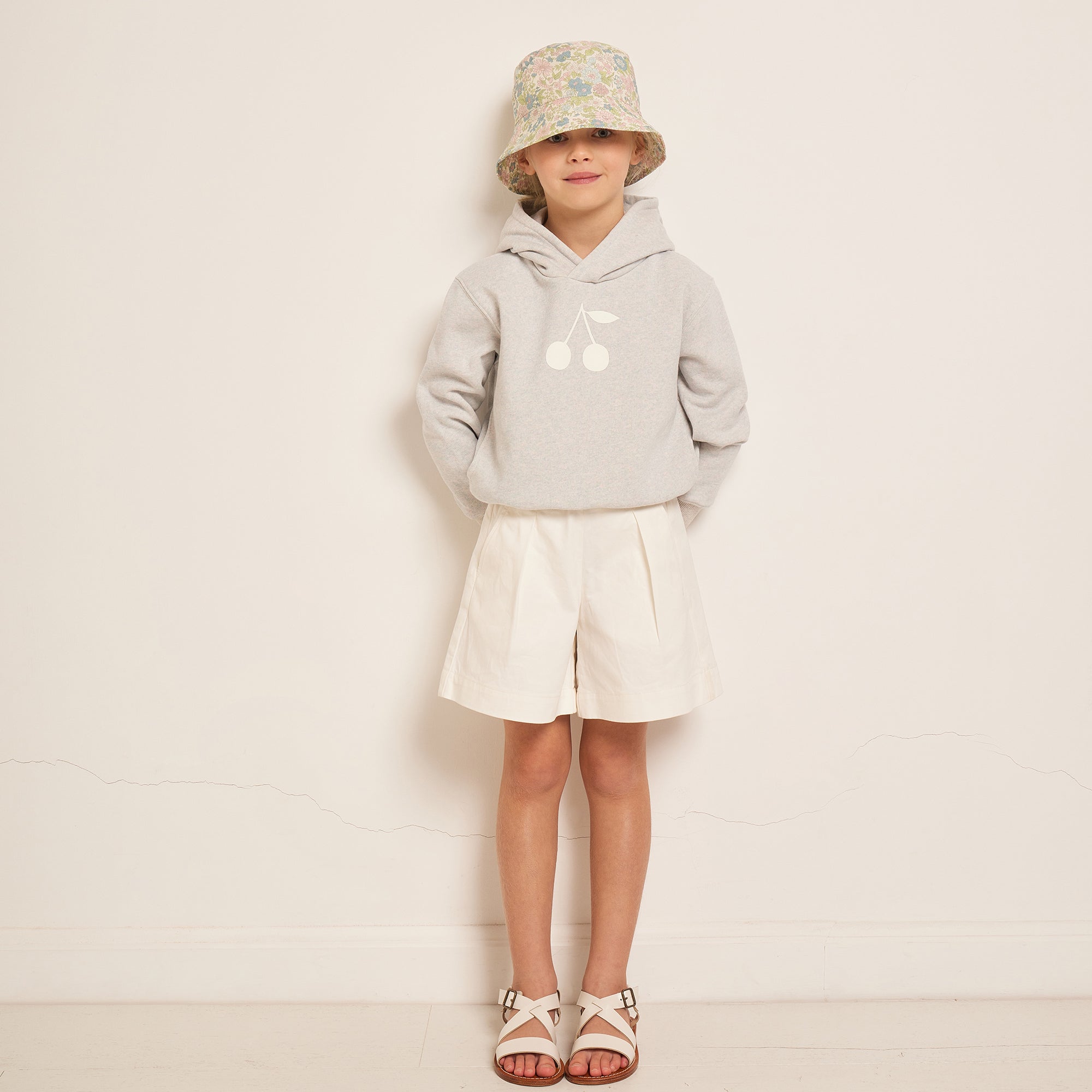 Girls White Cotton Shorts