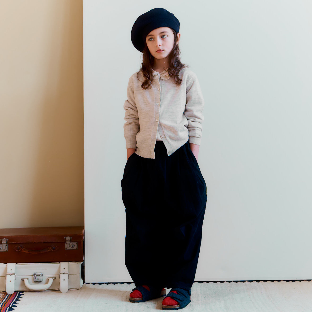 Girls Beige Wool Cardigan