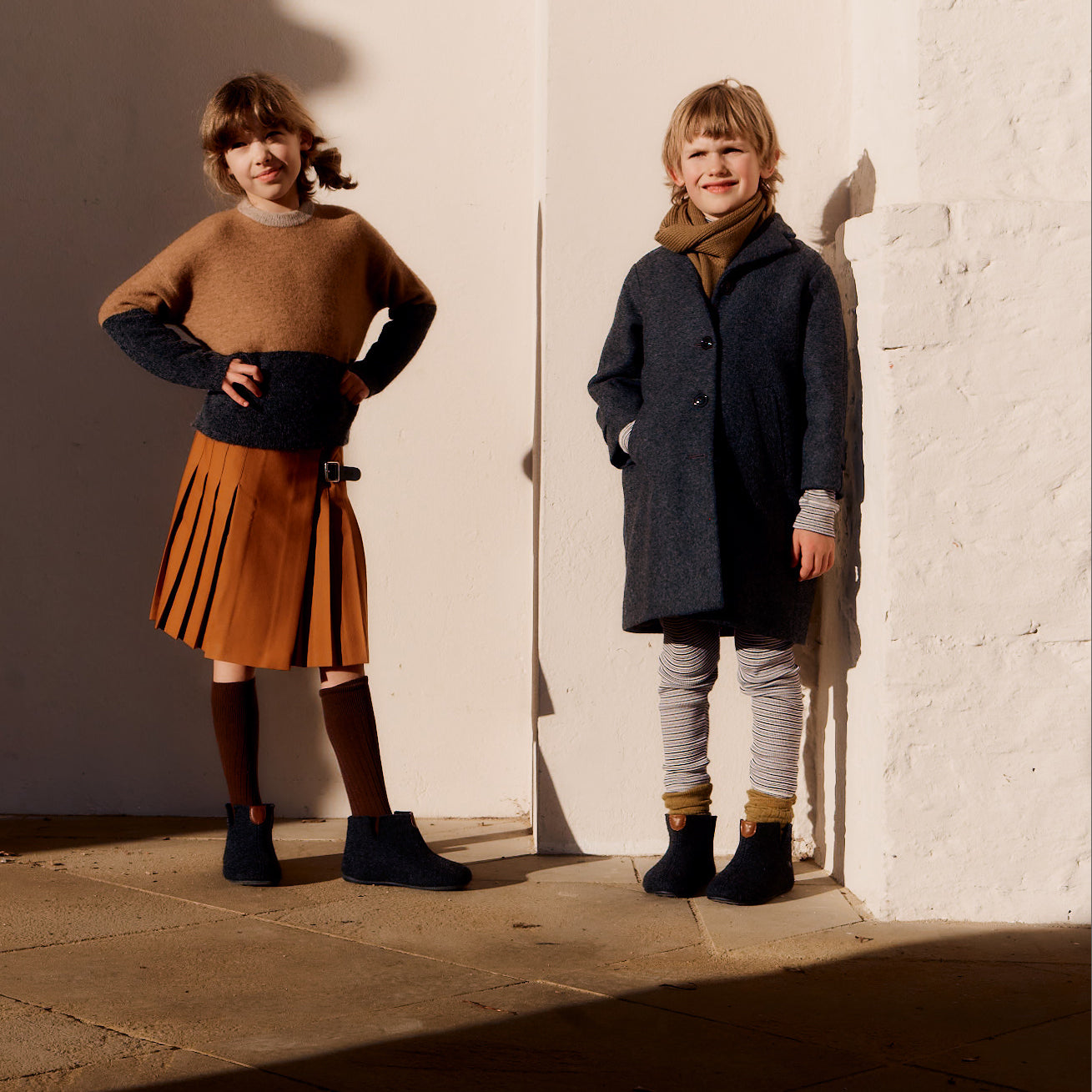 Girls Caramel Pleated Skirt