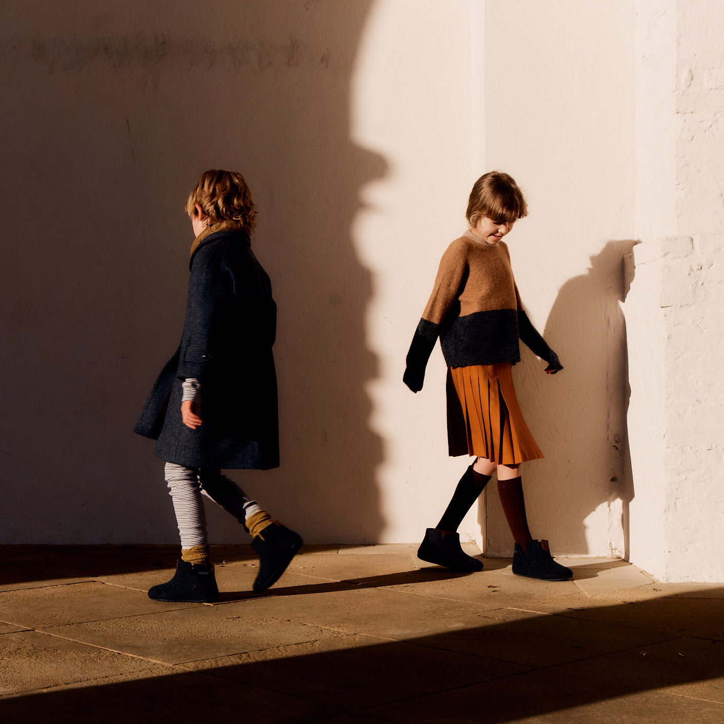 Girls Caramel Pleated Skirt