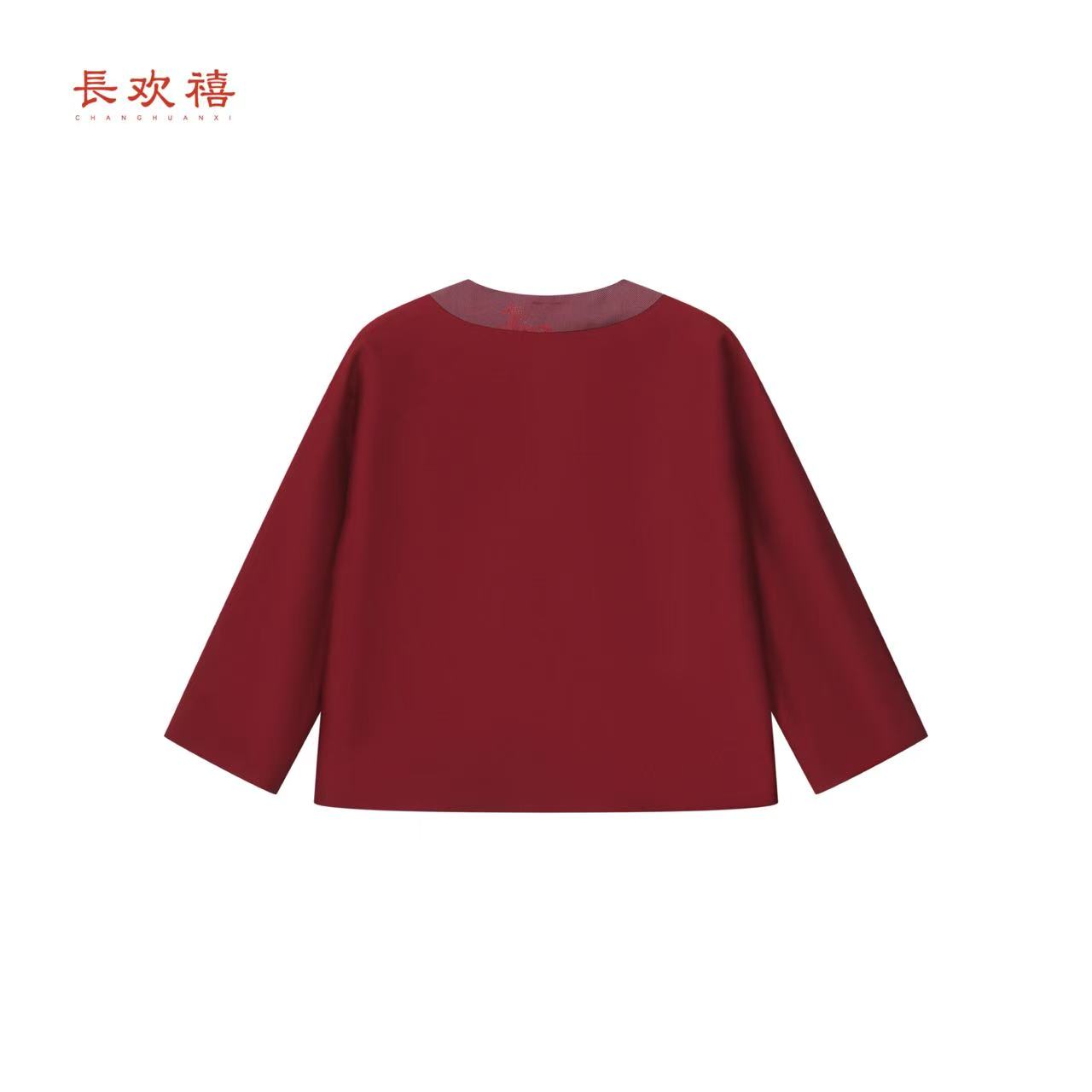 儿童红色"状元策⻢"中式外套