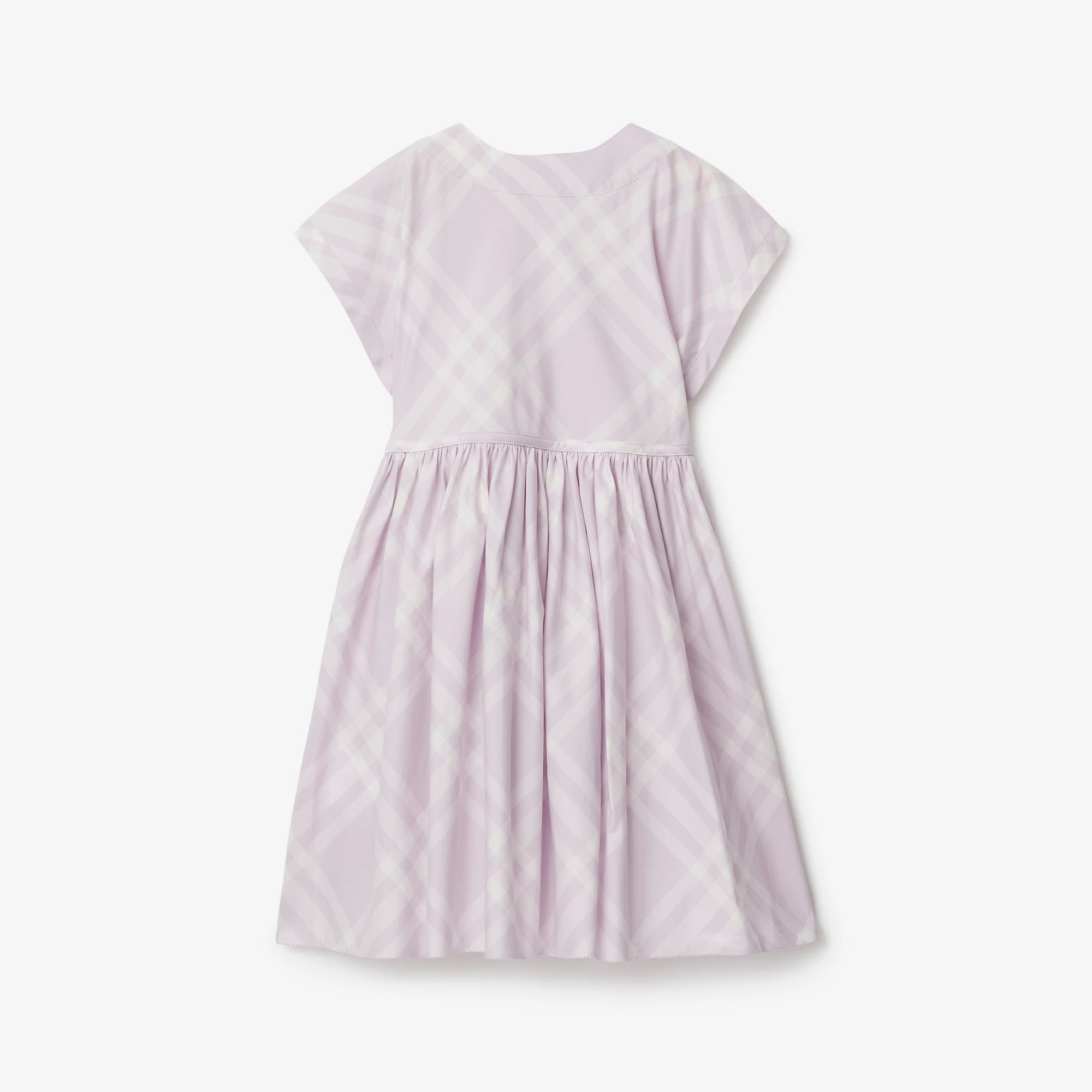 Girls Light Lilac Check Cotton Dress