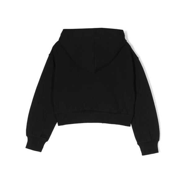 Girls Black Zip-Up Cotton Top