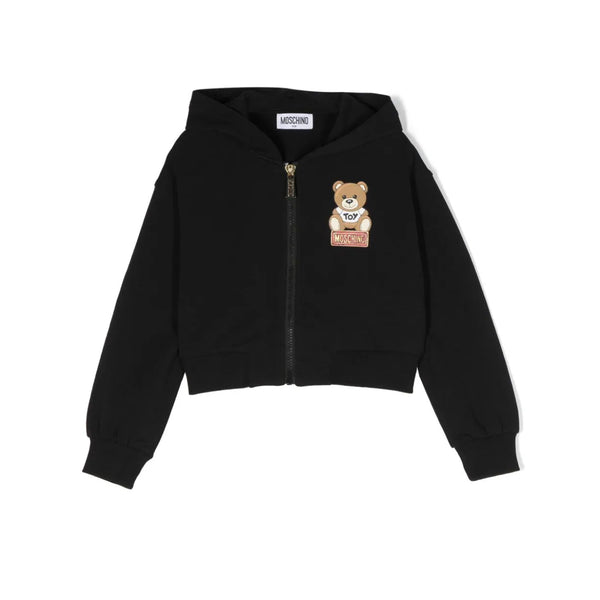 Girls Black Zip-Up Cotton Top