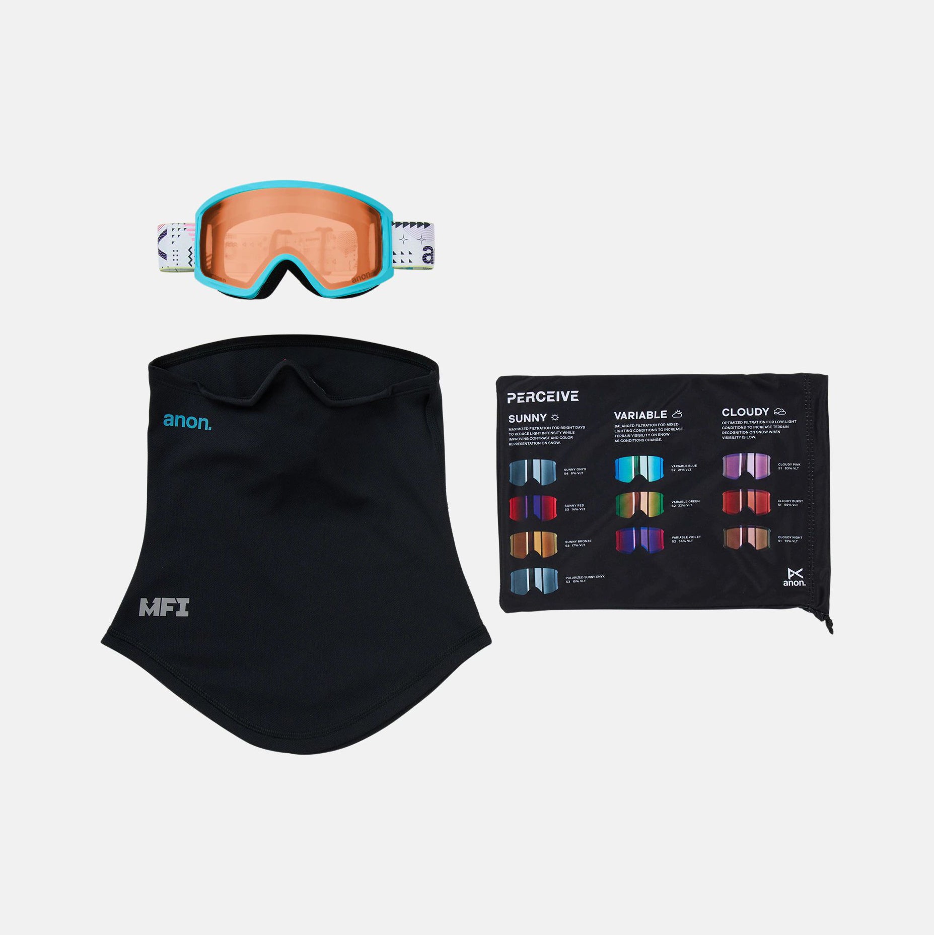 Boys & Girls Light Blue "Anon Tracker 2.0" Ski Goggles & Face Mask Set